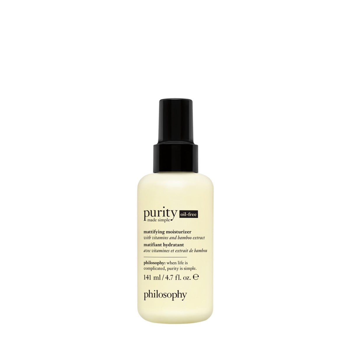 Philosophy Purity oil-free mattifying moisturizer in 4.7 fl oz pump bottle for clear skin