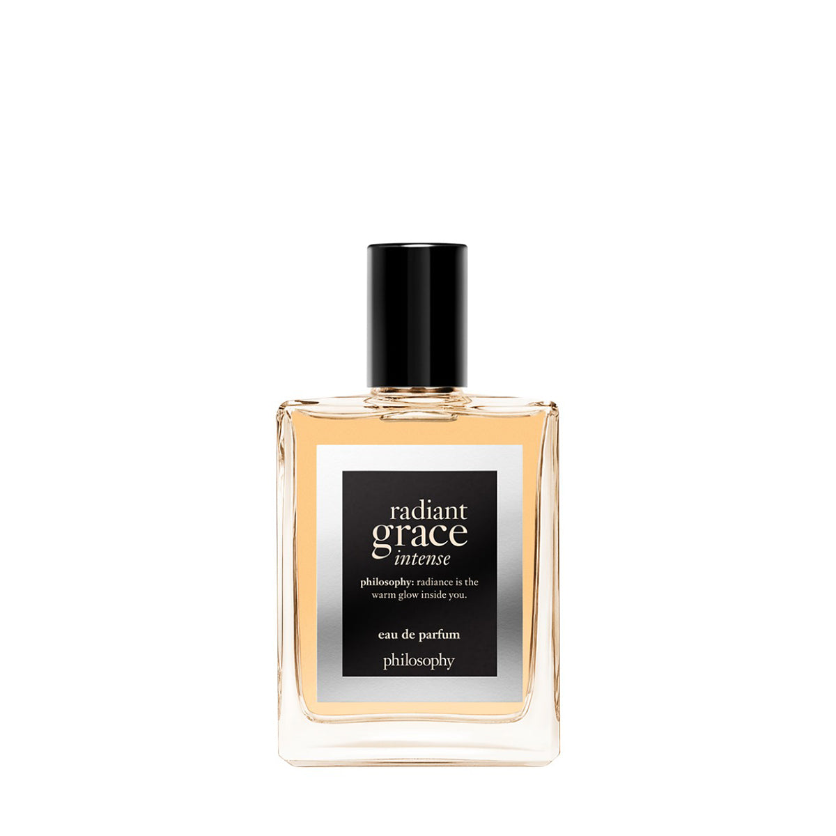 Philosophy Radiant Grace Intense eau de parfum in a clear rectangular bottle with black cap