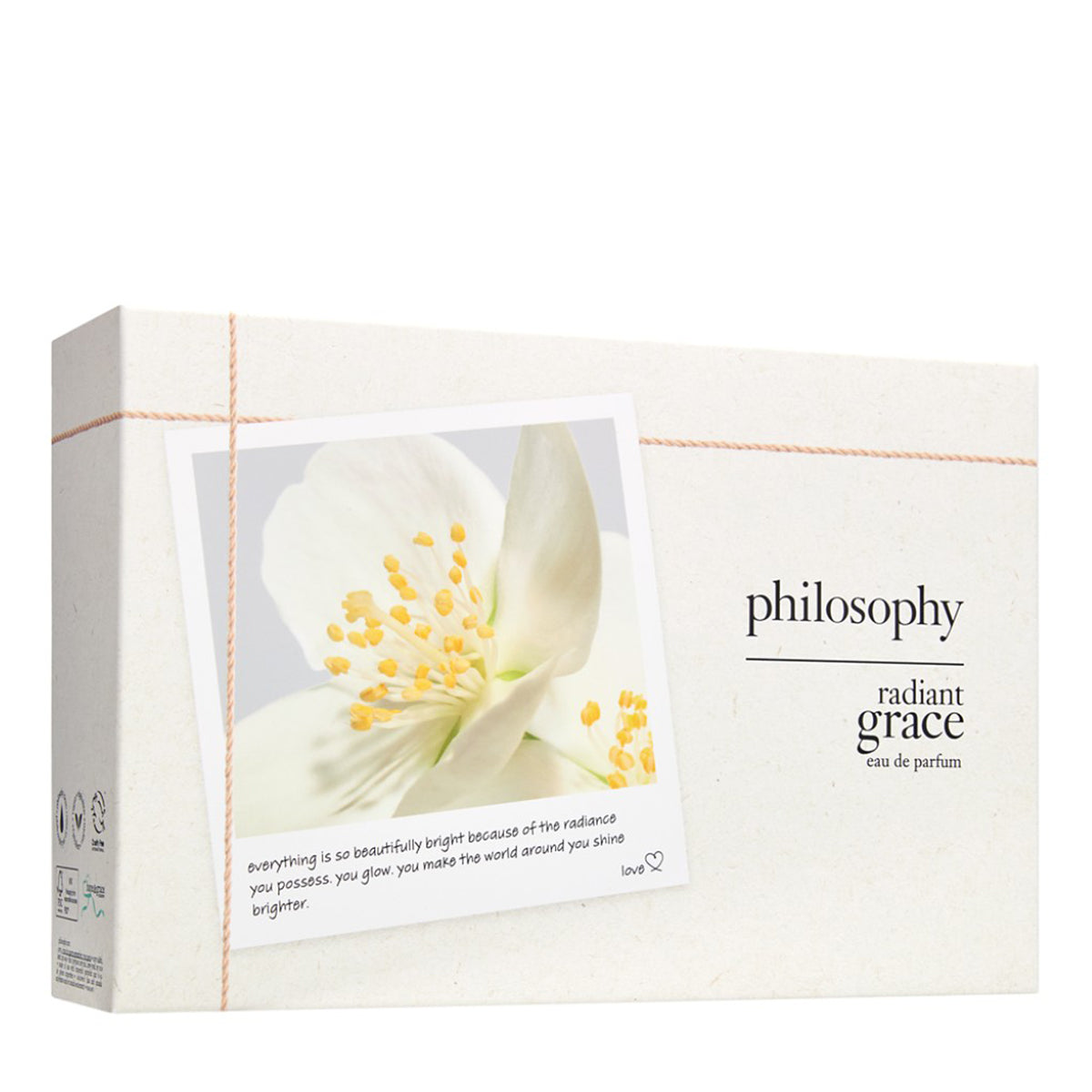 Philosophy Radiant Grace gift set with white floral design eau de parfum box