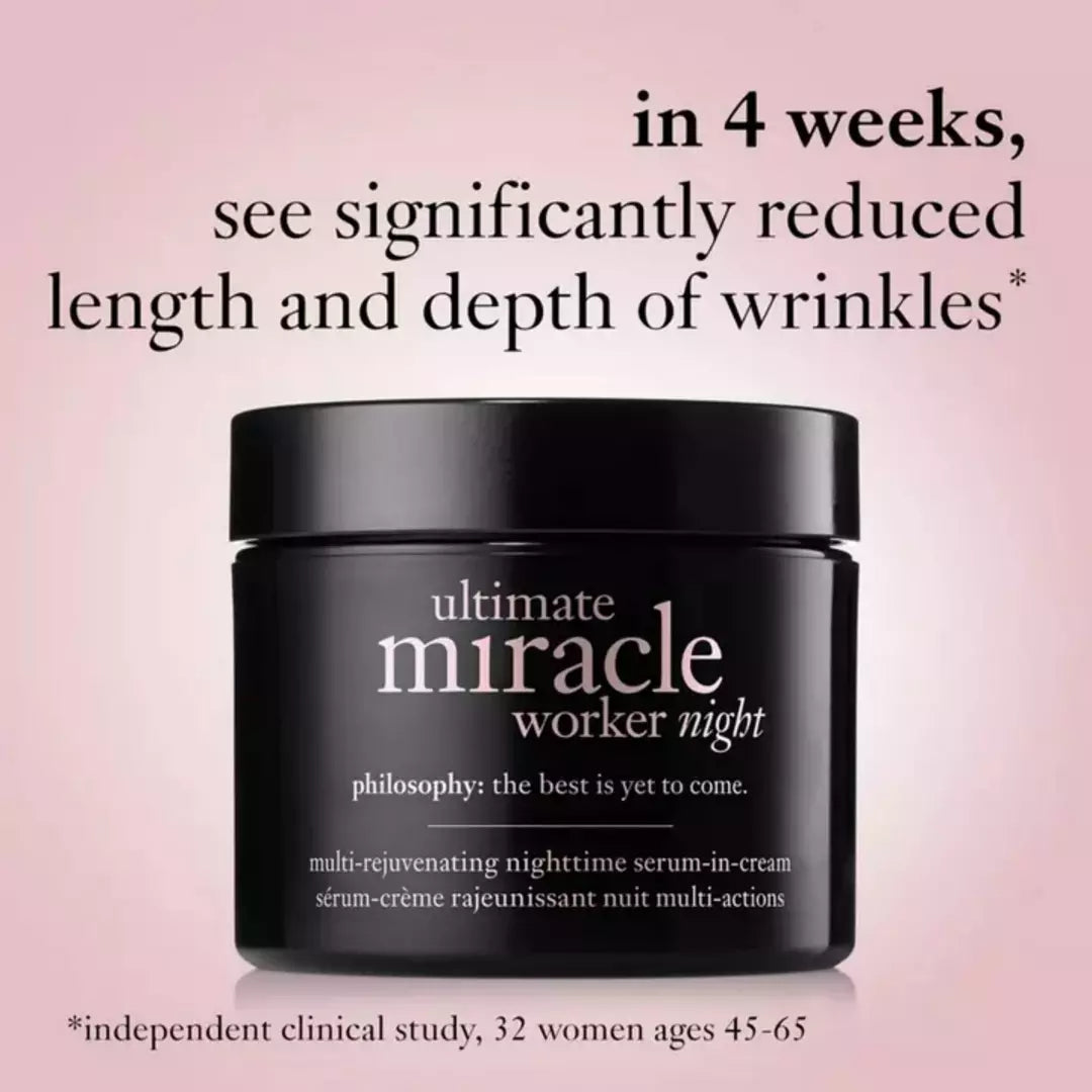 Philosophy ultimate miracle worker night multi-rejuvenating night serum for anti aging in black jar