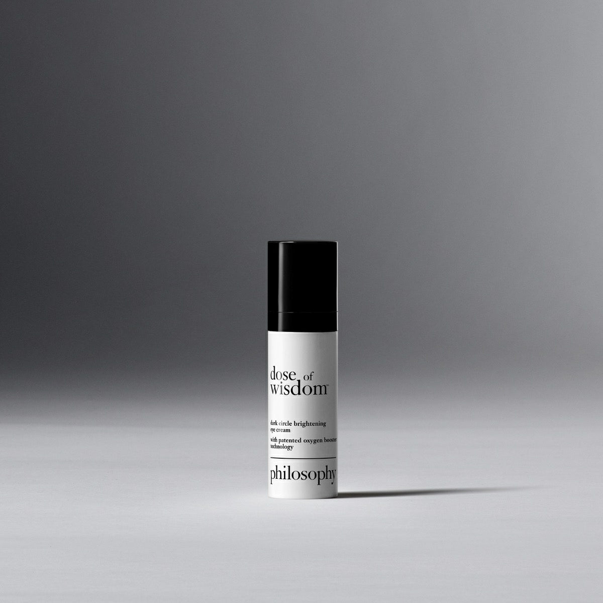 Philosophy dose of wisdom dark circle brightening eye cream in white bottle with black cap