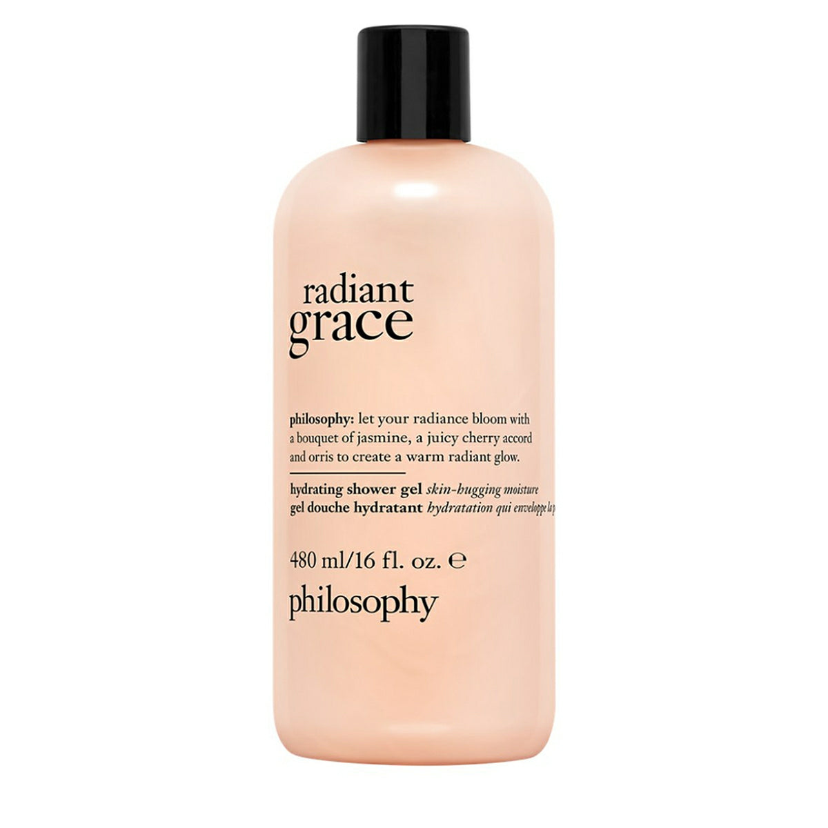 Philosophy Radiant Grace shower gel 16 oz bottle with hydrating skin-bugging moisture formula