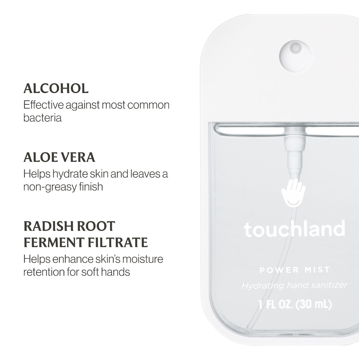 Touchland Power Mist Hydrating Hand Sanitizer 1 oz (30ml) | Multiple Scents Available