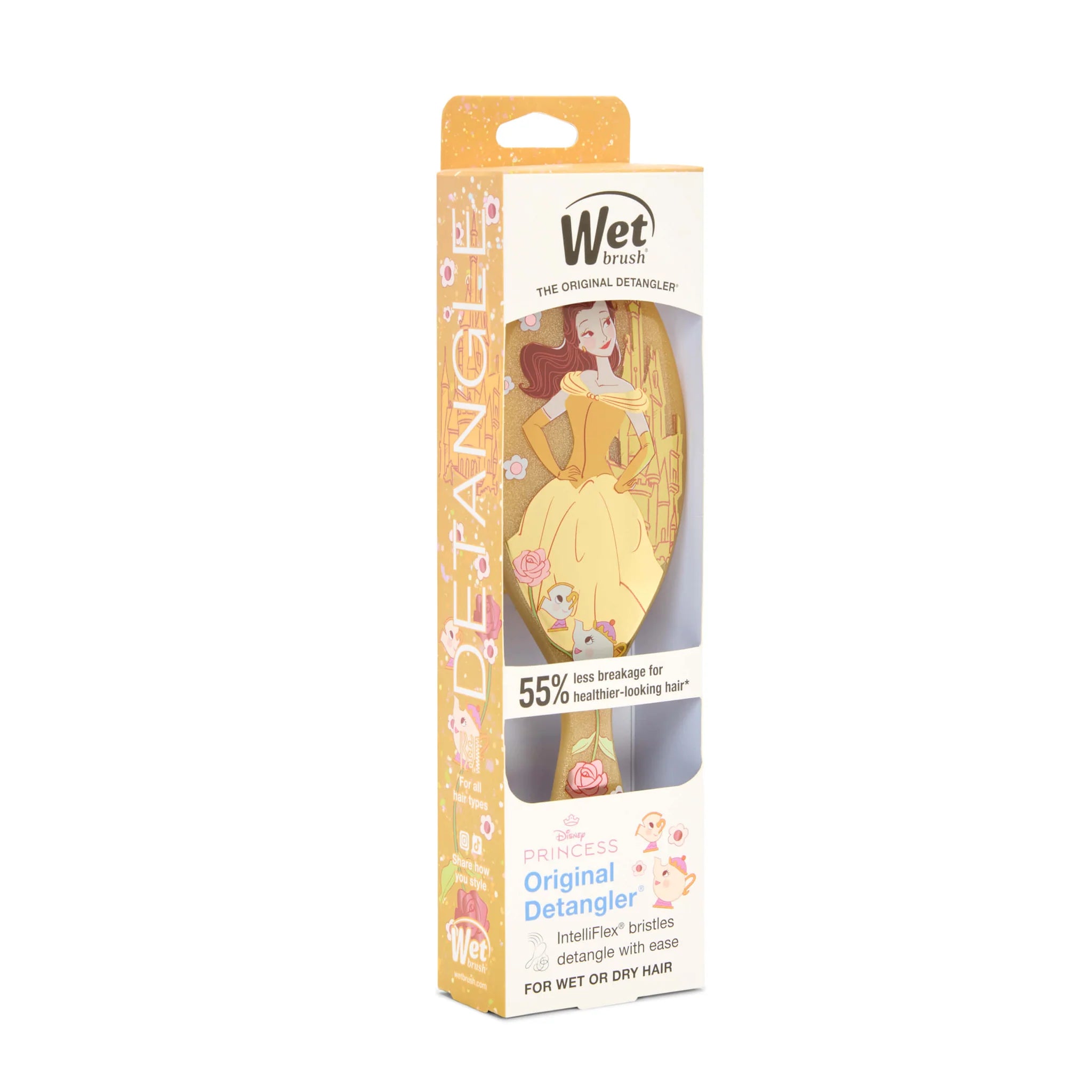 Disney Dreamy Princess hair brush by Wet Brush designed for gentle detangling on wet or dry hair