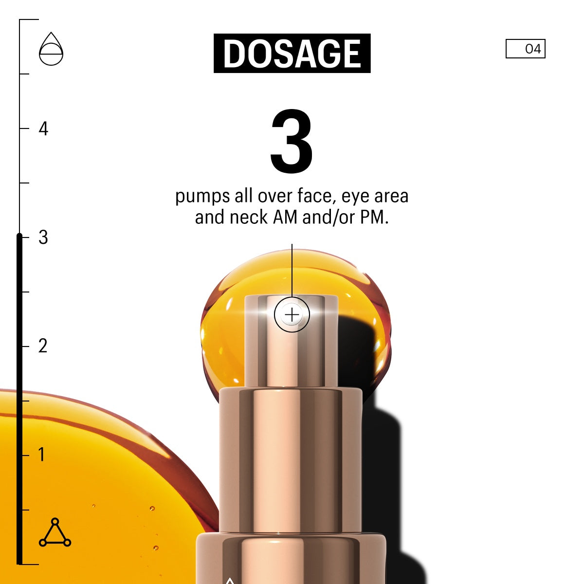 Allies of Skin Bakuchiol firming oil dosage graphic showing three pumps instruction and pump closeup