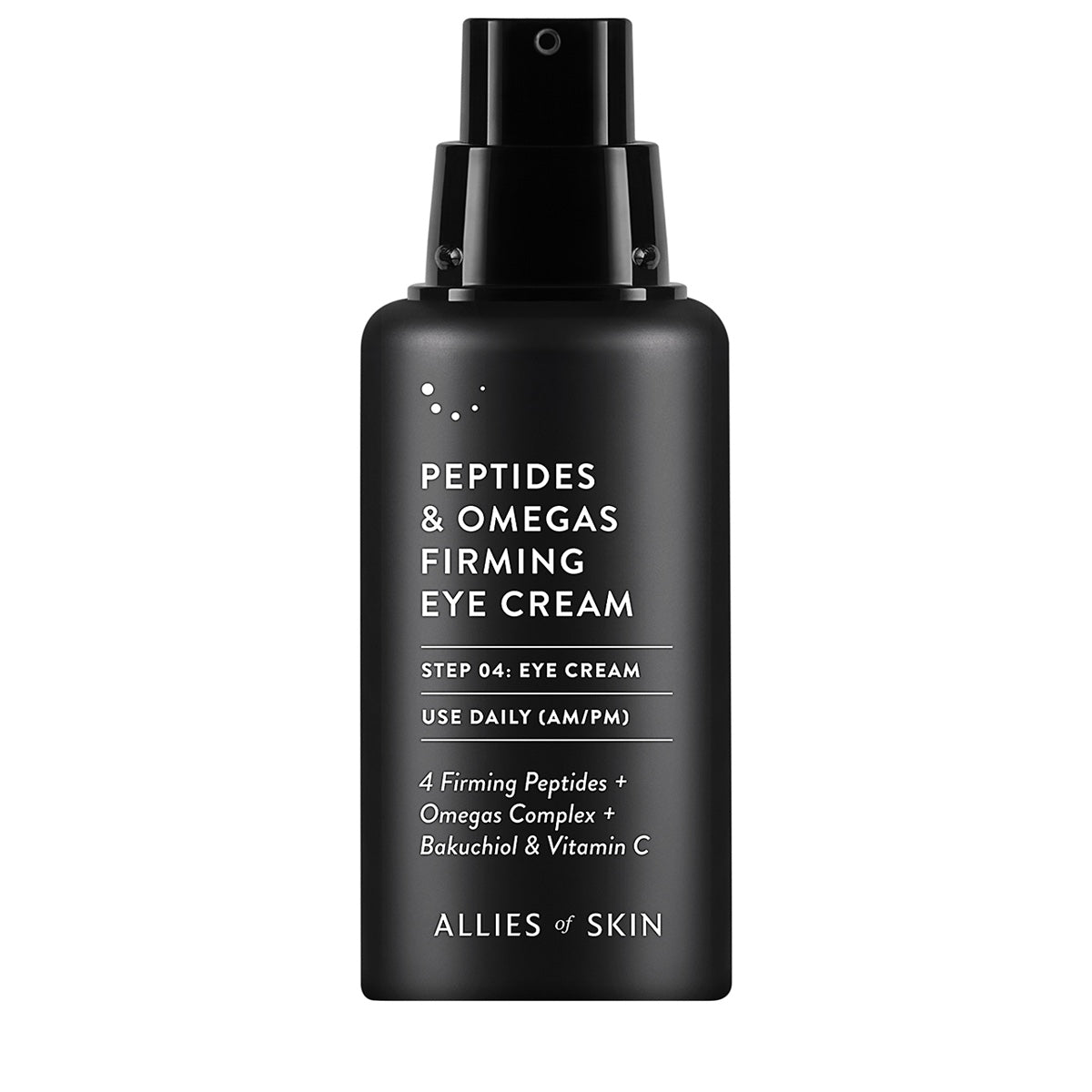 Allies of Skin Peptides and Omegas black pump bottle firming eye cream with peptides for daily use