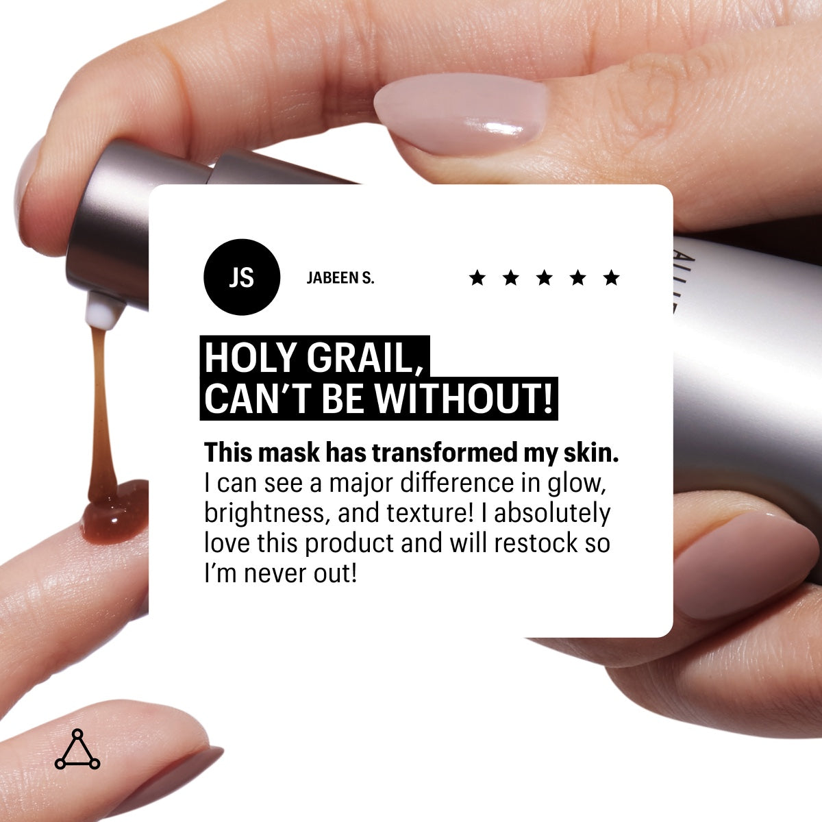 Allies of Skin multi acid retinoid sleeping facial pump dispensing brown mask with customer review card