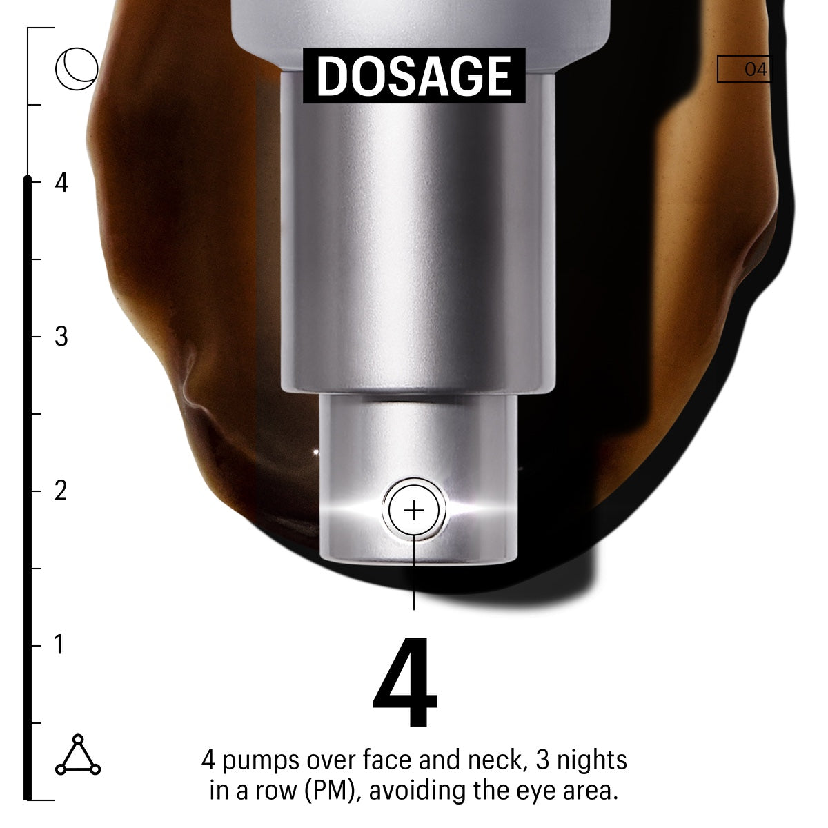 Allies of Skin multi acid retinoid sleeping facial pump close up showing dosage four pumps over face and neck