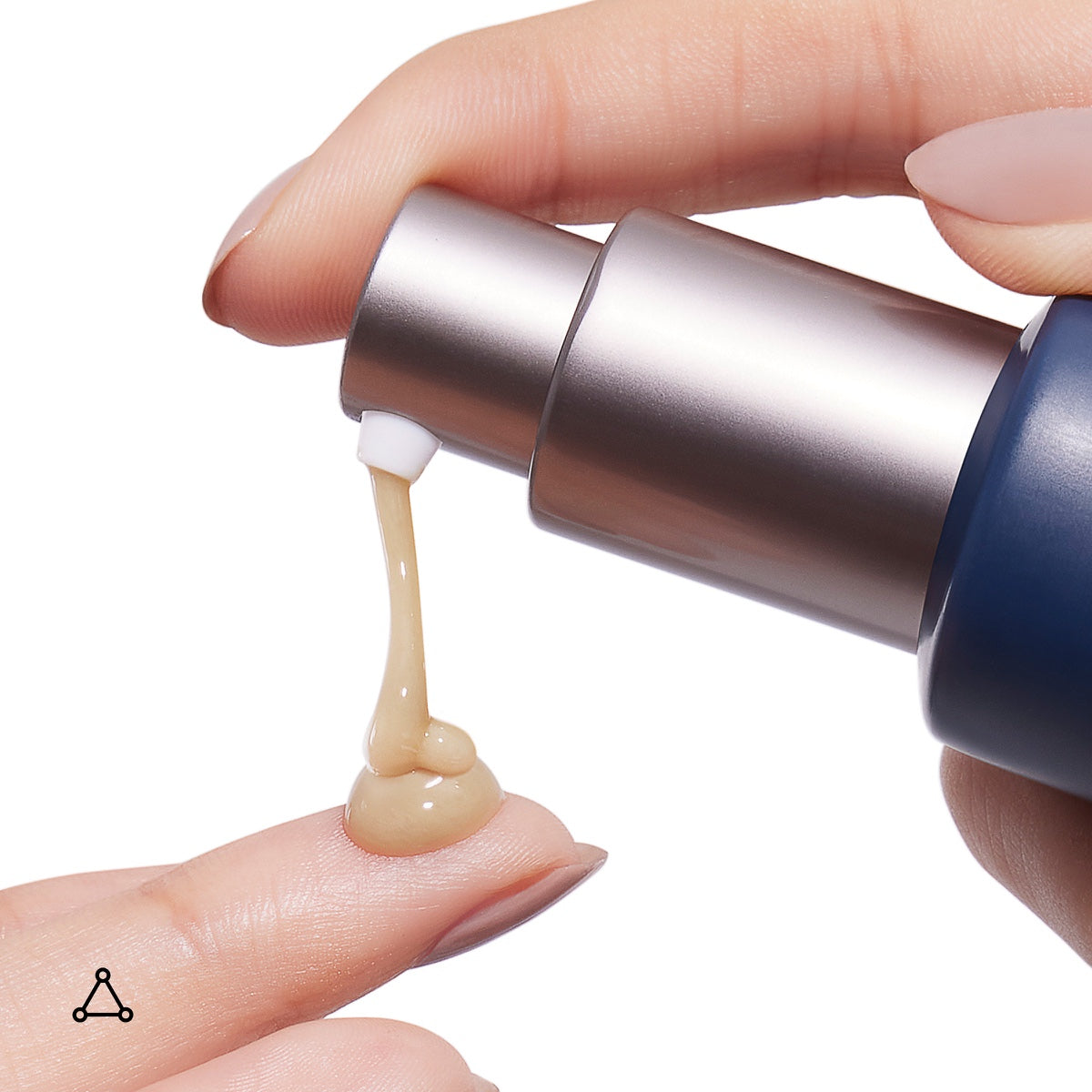 Allies of Skin pump bottle dispensing beige cream onto fingertip nightly blemish treatment serum