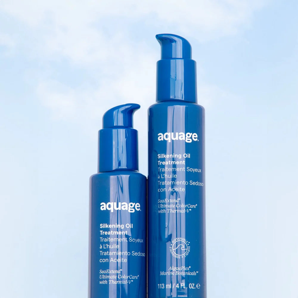 Aquage Silkening Oil Treatment bottles for treatment for losing hair, ideal for smooth and shiny hair