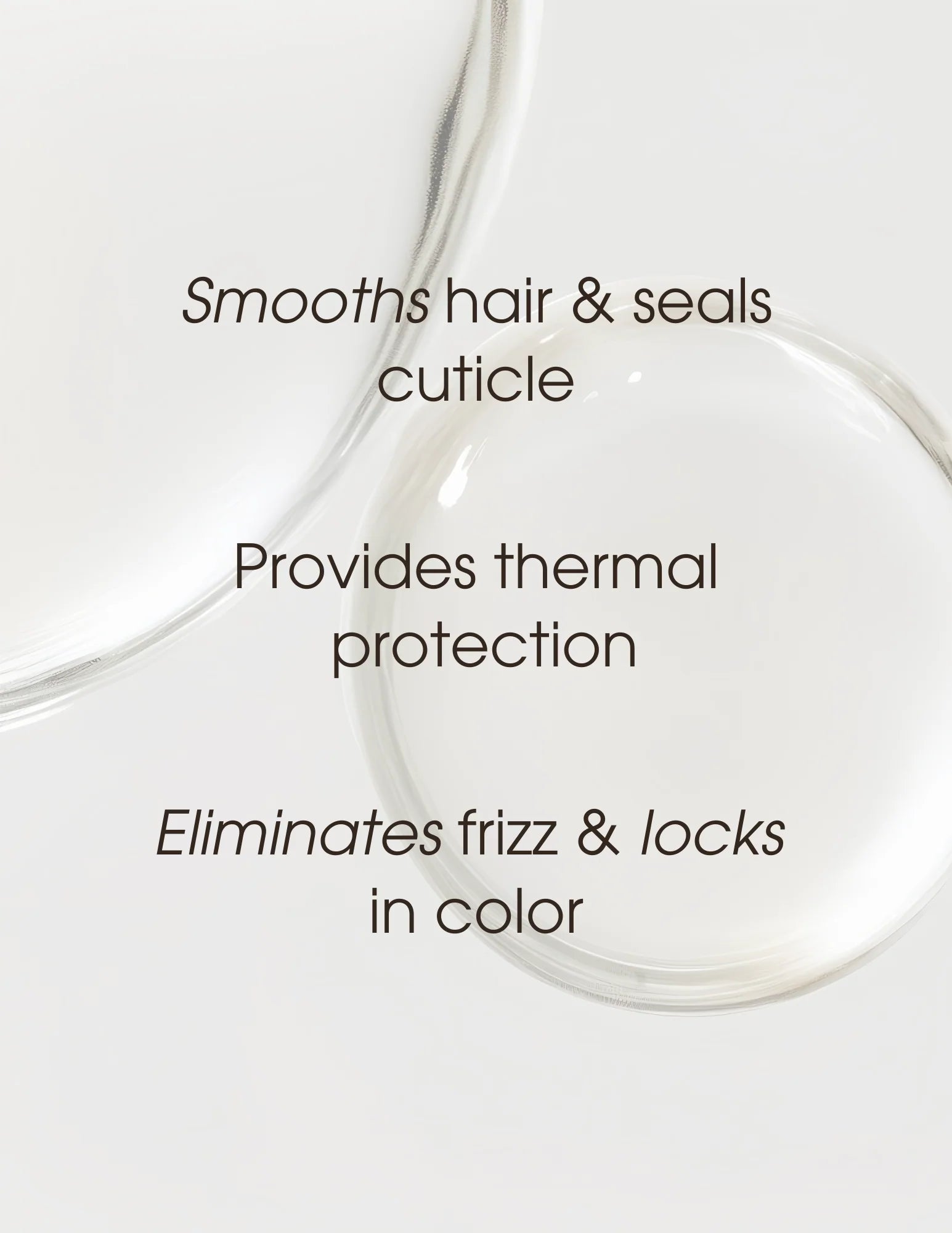 One N Only argan oil spray treatment benefits shown on clear liquid drops smoothing hair and sealing cuticle