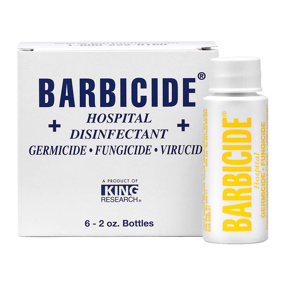 Barbicide Bullets disinfectant in six 2 oz bottles for effective sterilization and infection control