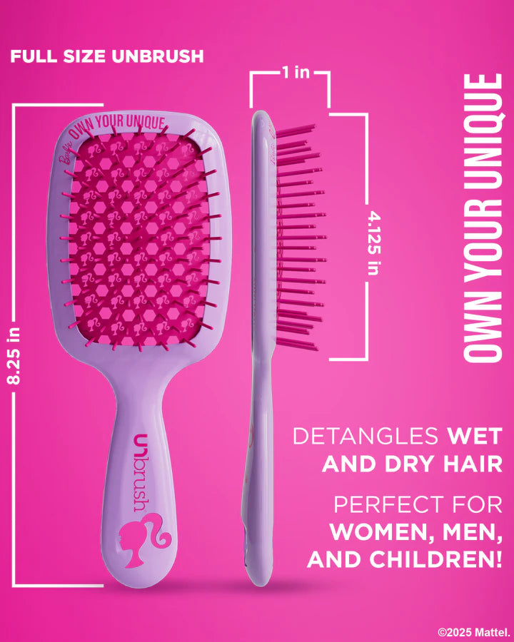 Unbrush Barbie detangling hair brush, full-size, designed for wet and dry hair for all ages