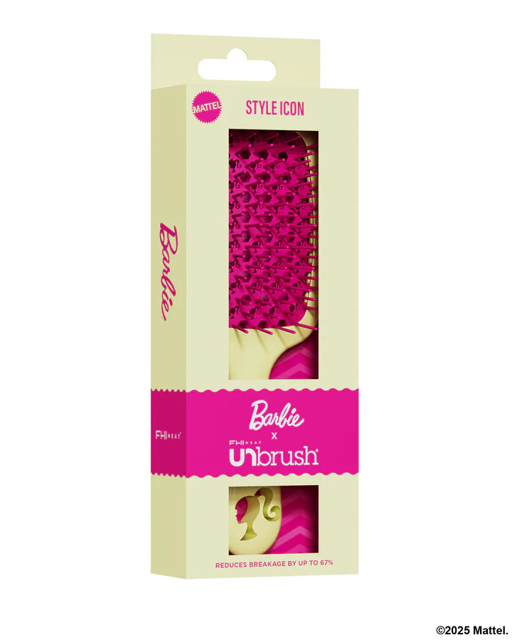 Barbie detangling hair brush by Unbrush in a stylish pink and cream design for easy hair styling