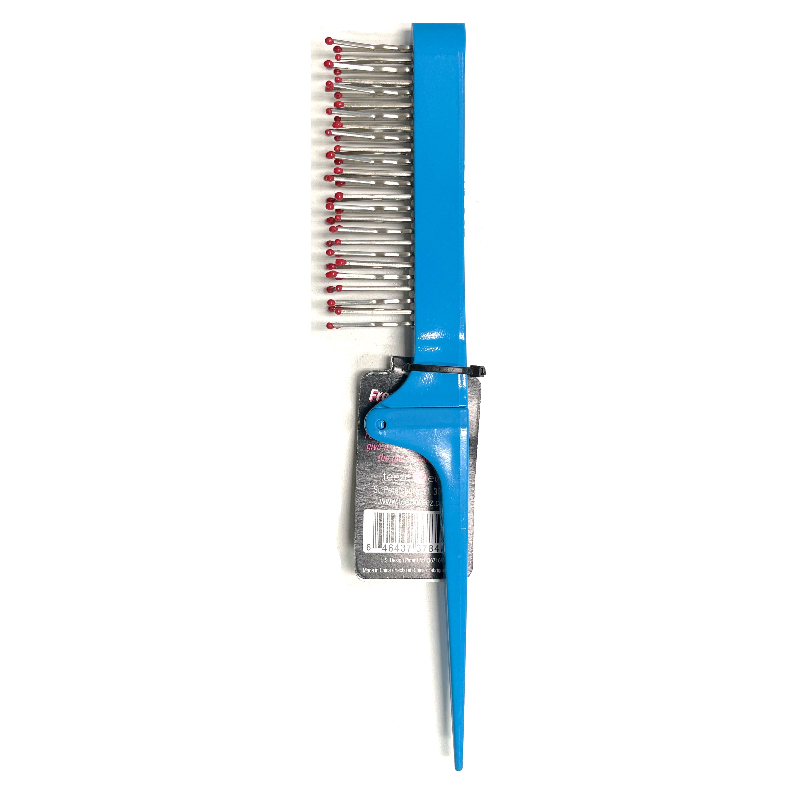Wet Brush compact foldable teasing styler in blue for easy hair styling and volume control