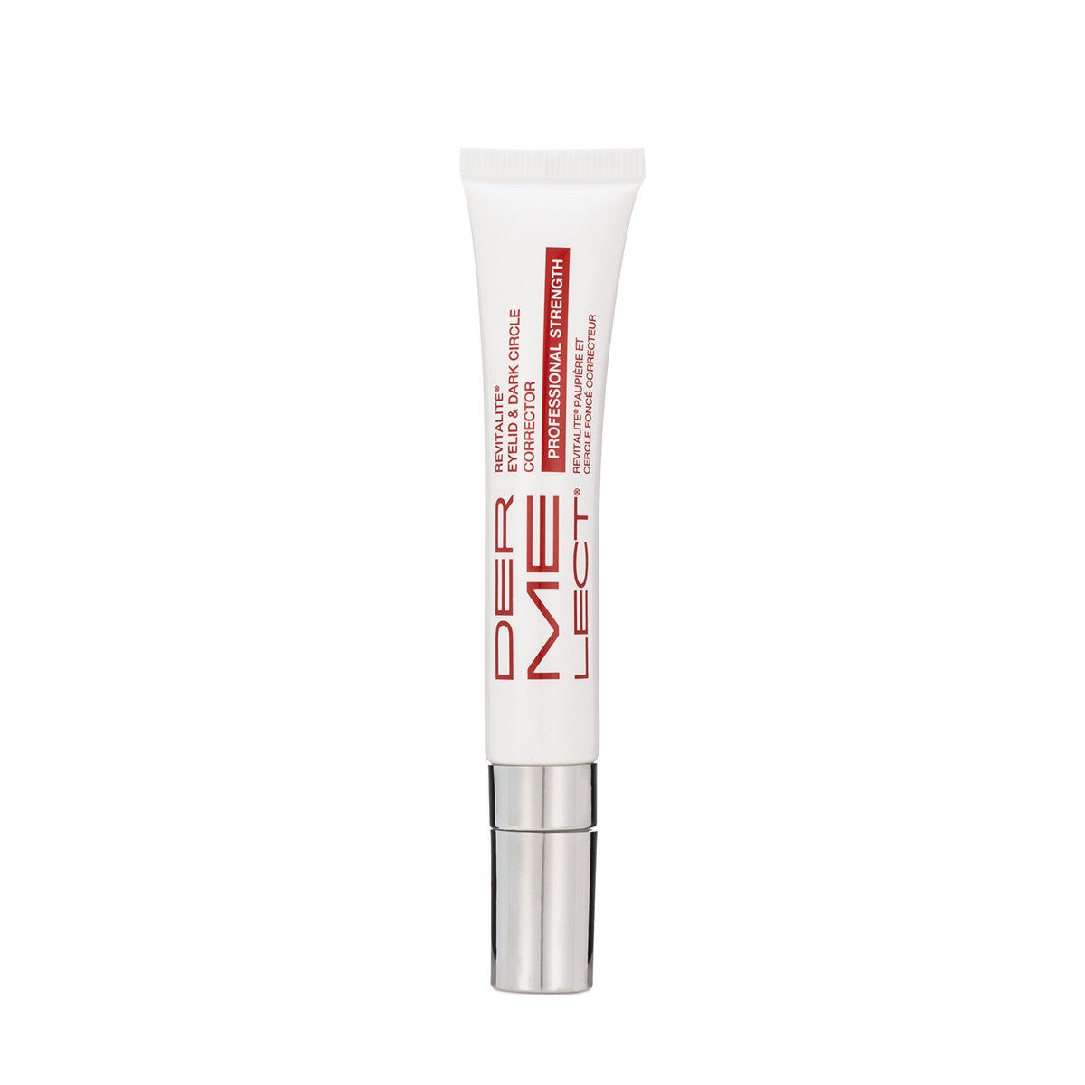 Dermelect Revitalite for dark circles white tube eye treatment with silver cap and anti fatigue formula