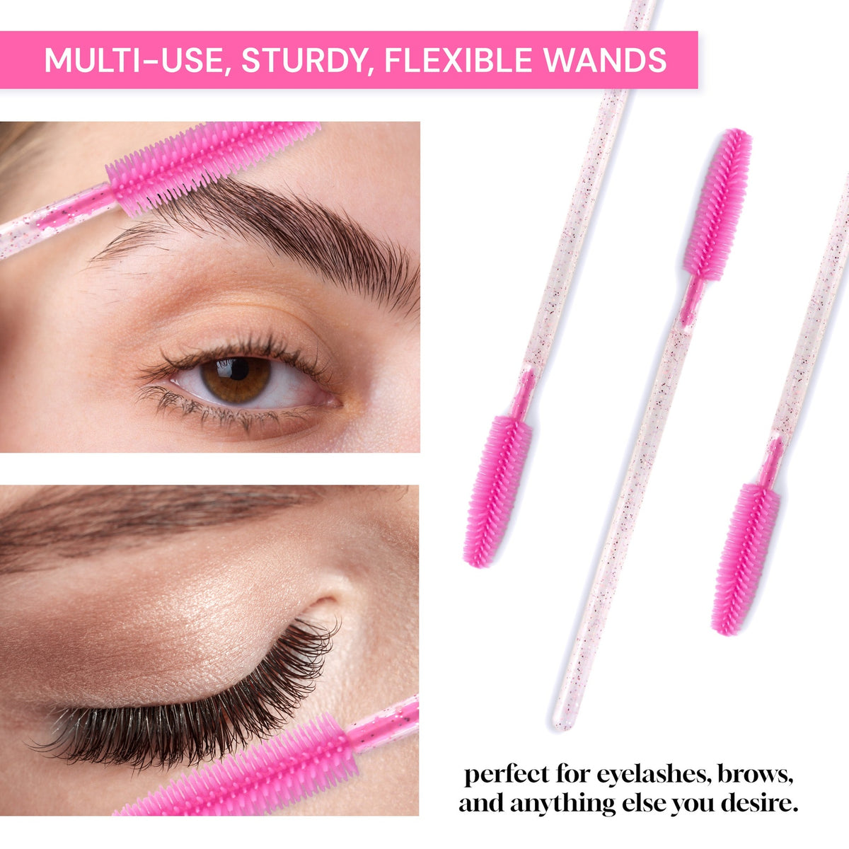 Apothie 50PCS Silicone Disposable Mascara Eyelash Wands Crystal