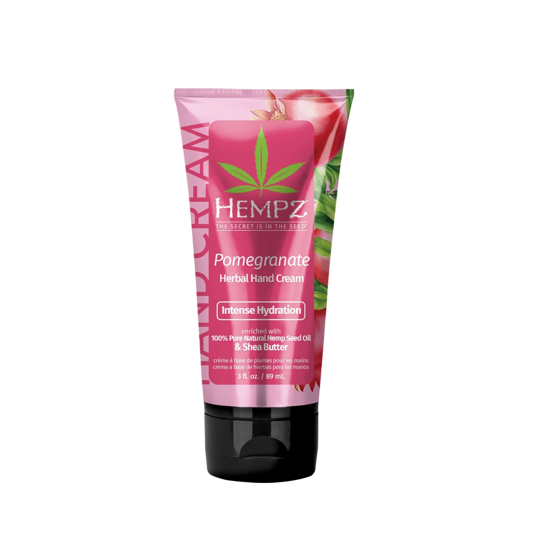 Hempz hand cream with pomegranate for intense hydration, enriched with hemp seed oil and shea butter