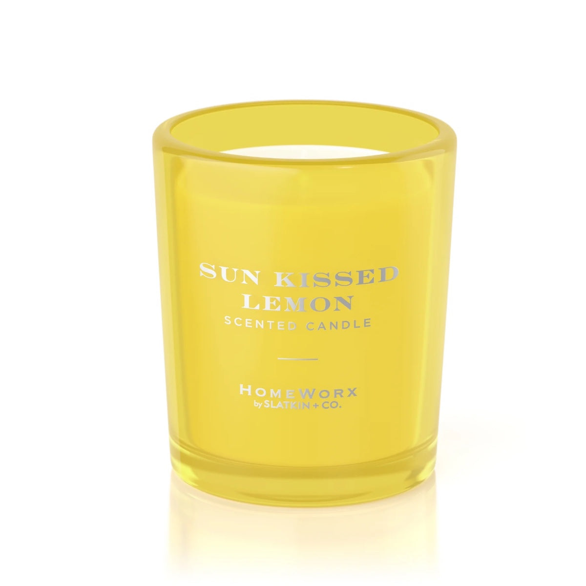 HomeWorx Signature Candle Gift Set Sun Kissed Lemon scented candle in a yellow glass container