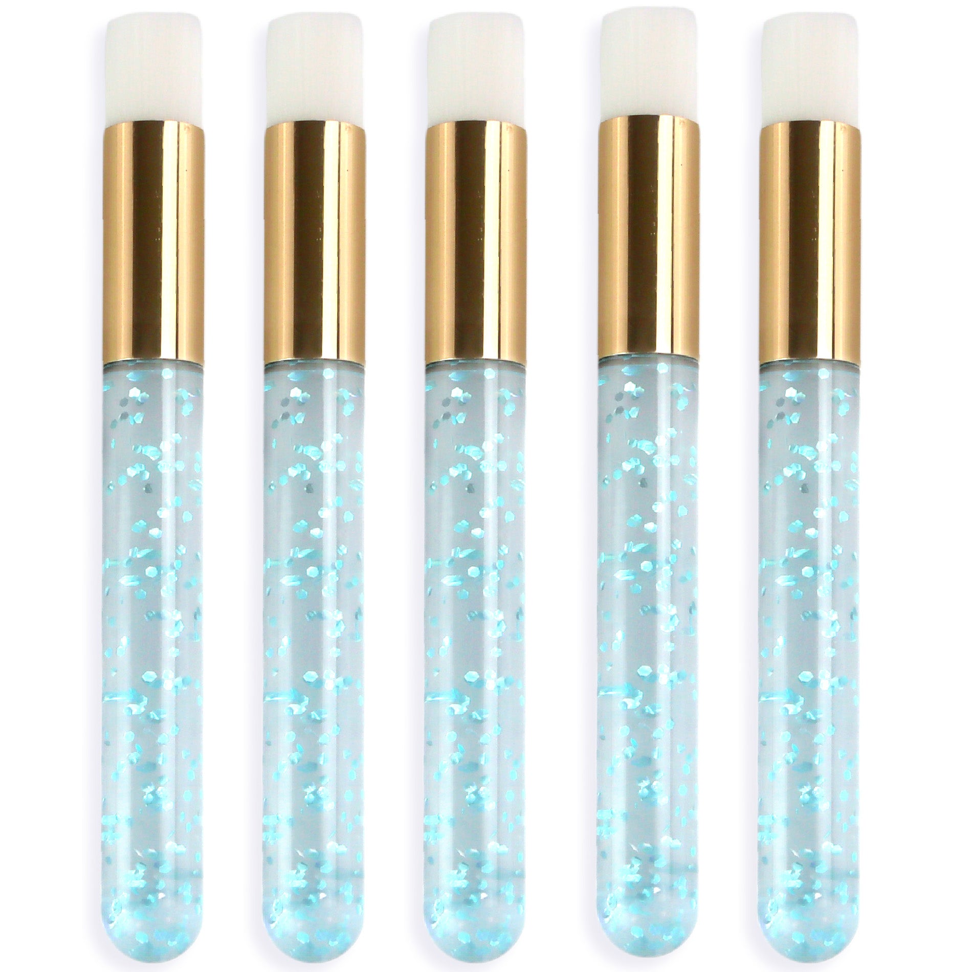 Apothie lash shampoo brush with clear handle and gold collar for gentle eyelash cleansing