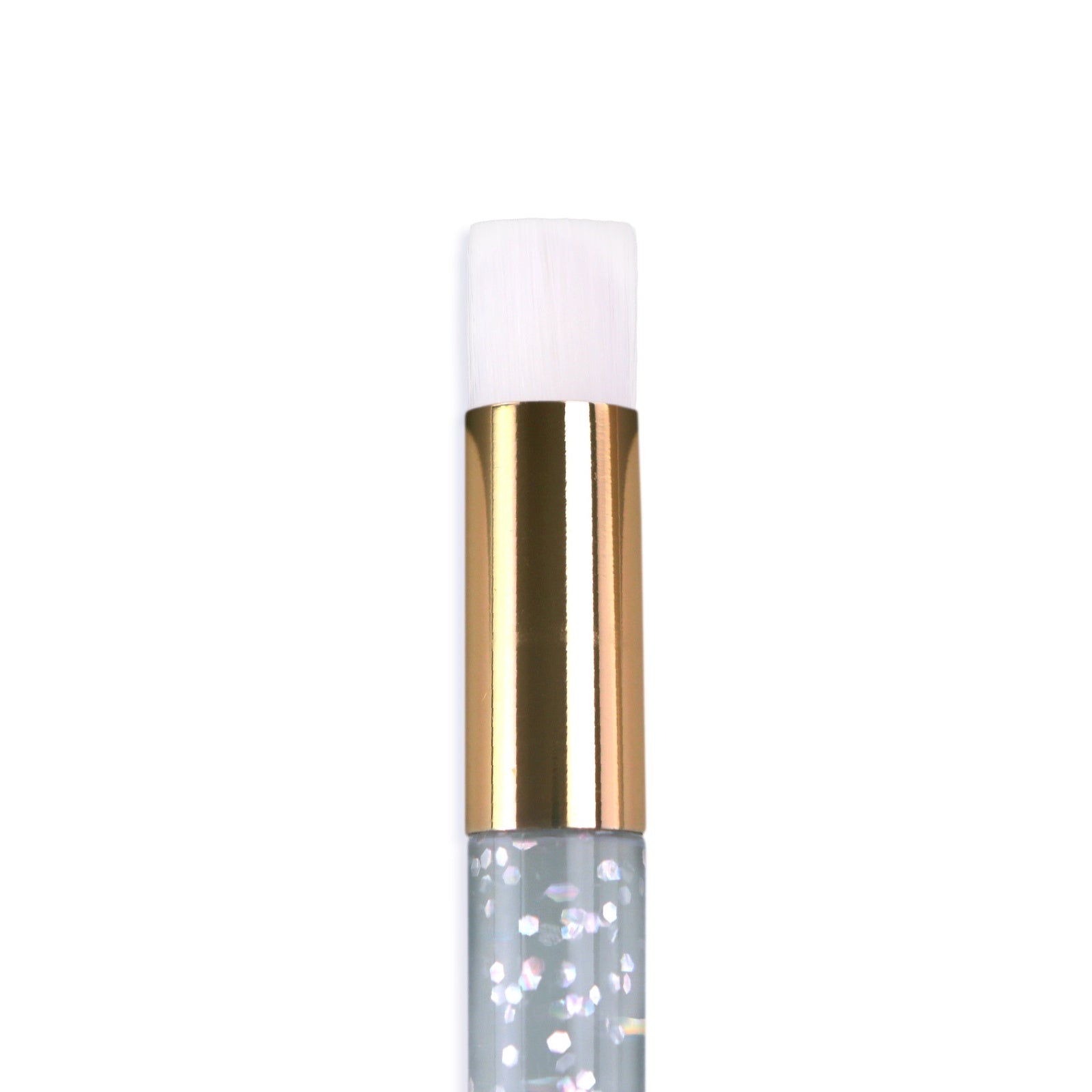 Apothie lash shampoo brush with white bristles and gold ferrule for gentle eyelash cleansing