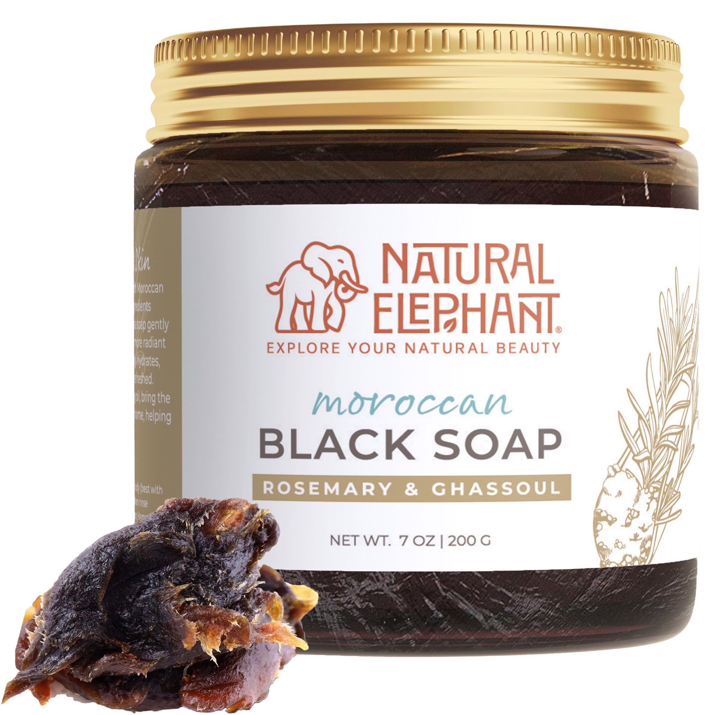 Natural Elephant Moroccan Black Soap 7 oz