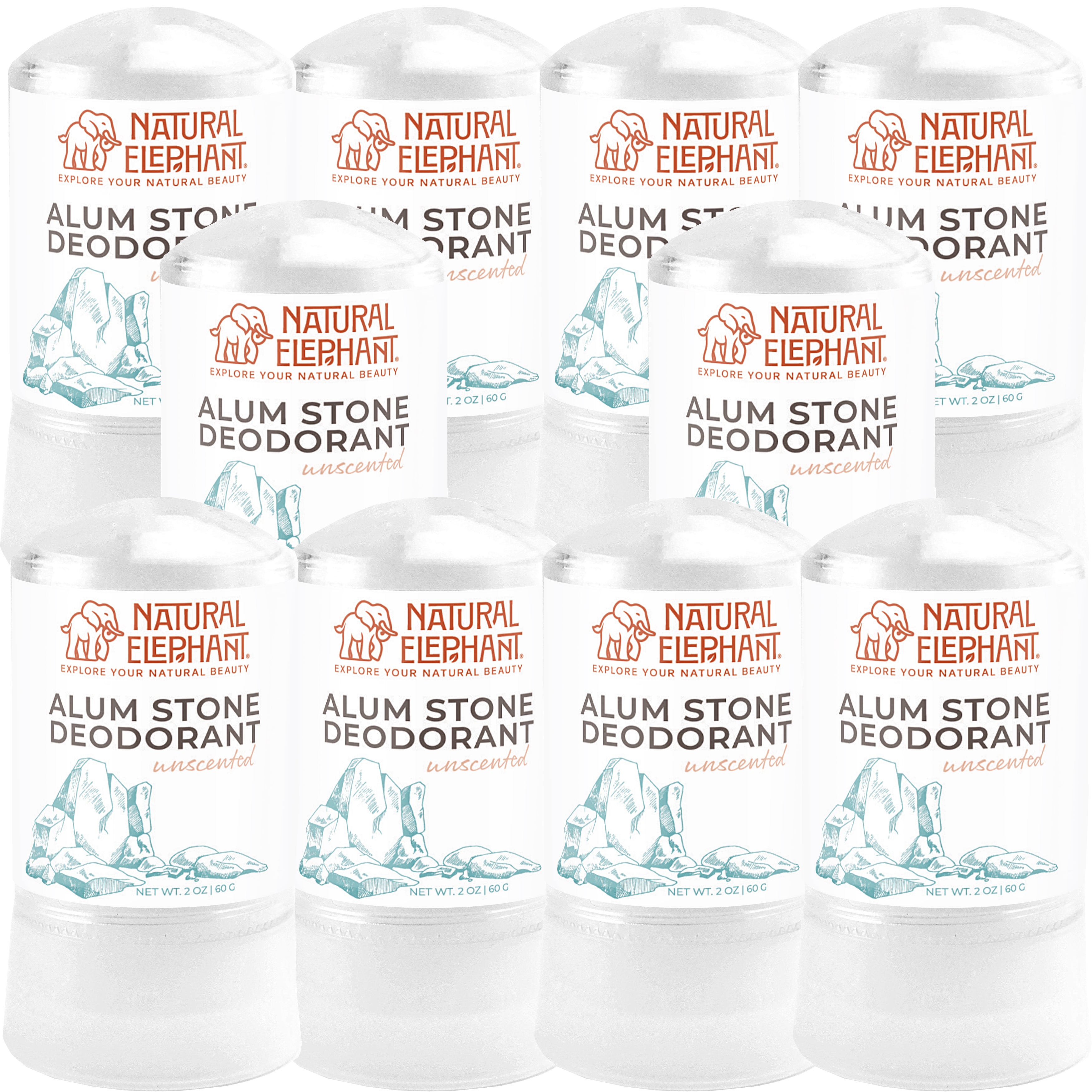 Natural Elephant alum stone deodorant pack of 10 natural mineral deodorant sticks unscented