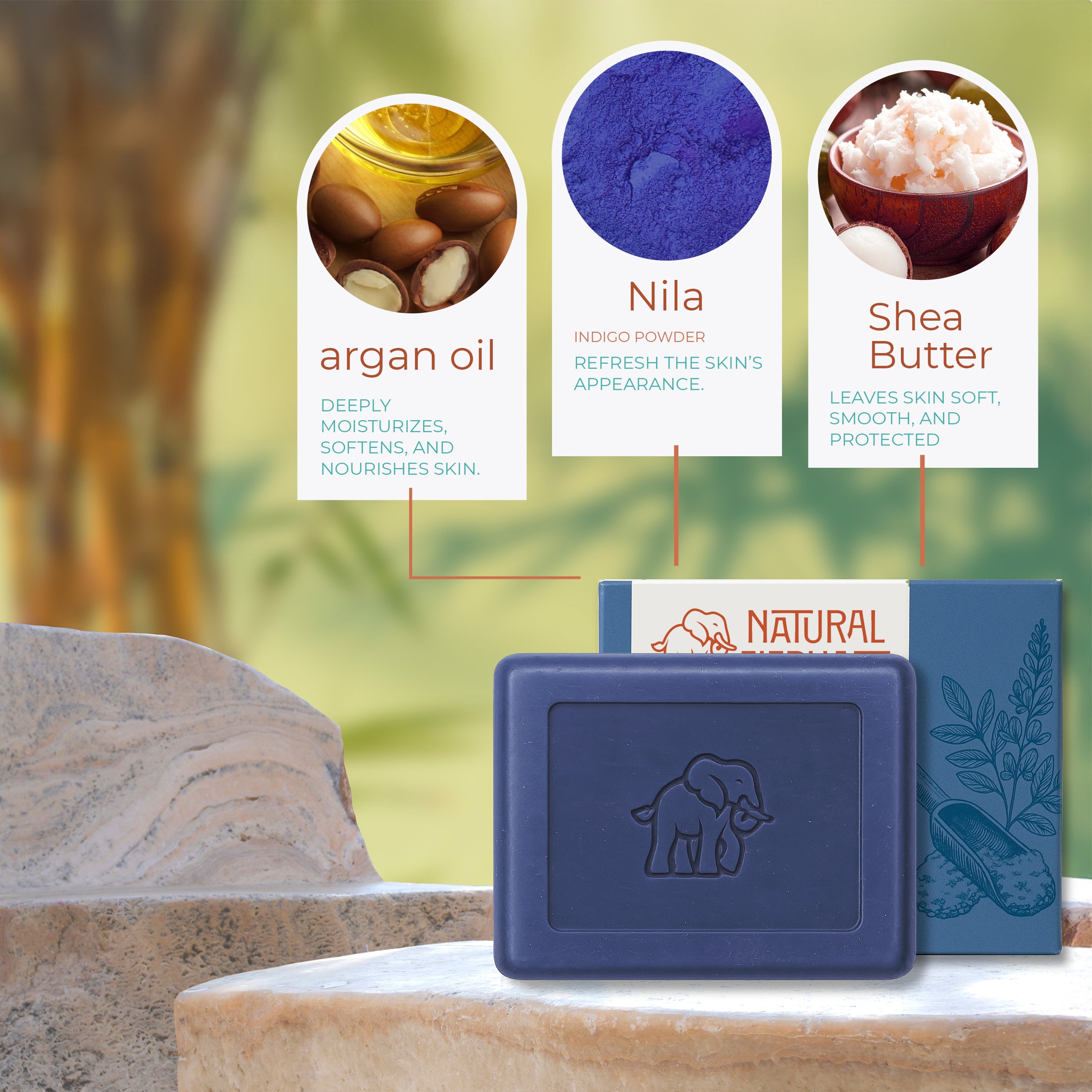 Natural Nila Bar Soap for Face with Argon Oil and Shea Butter for soft, smooth skin
