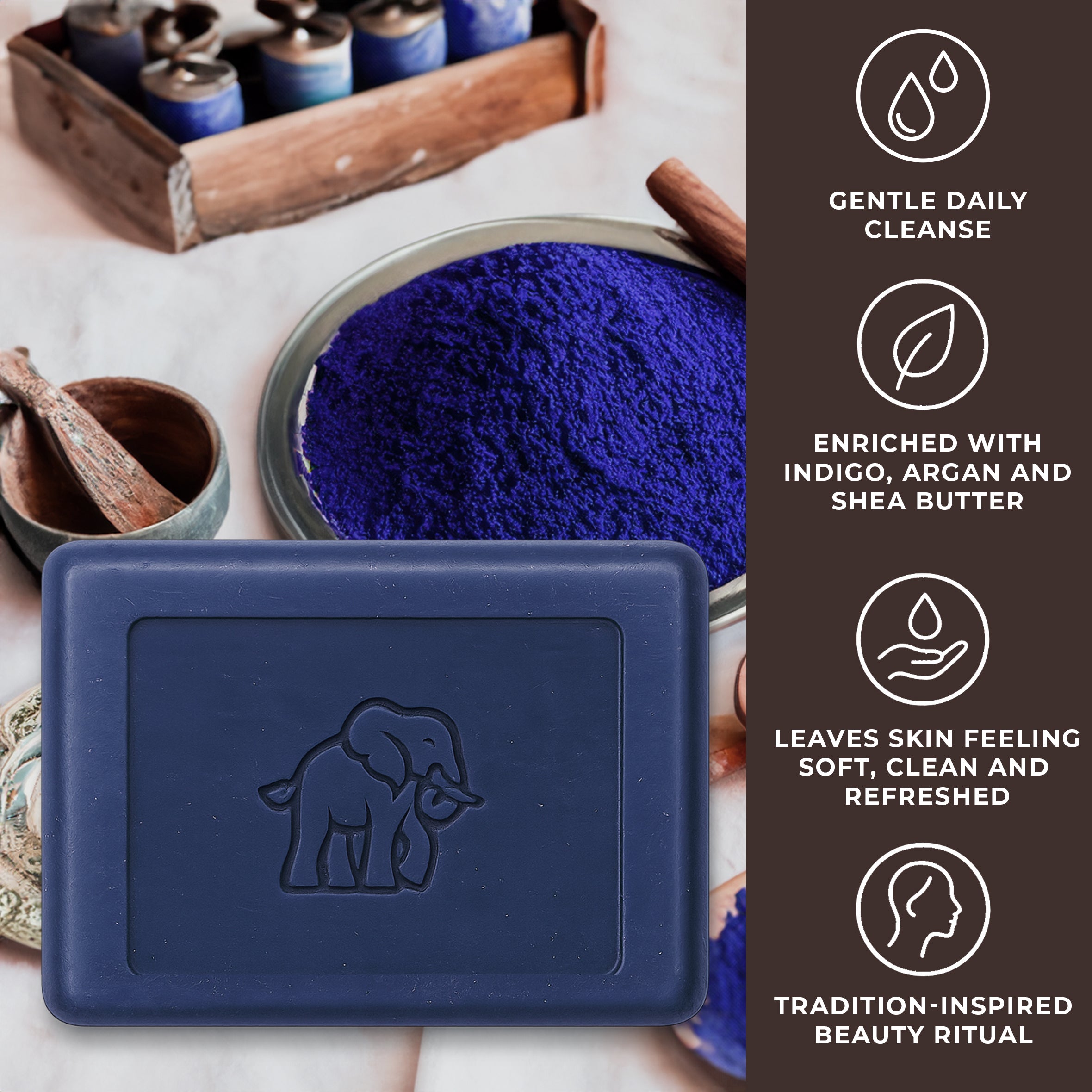 Natural Nila Bar Soap for Face enriched with indigo, argan, and shea butter for gentle cleansing