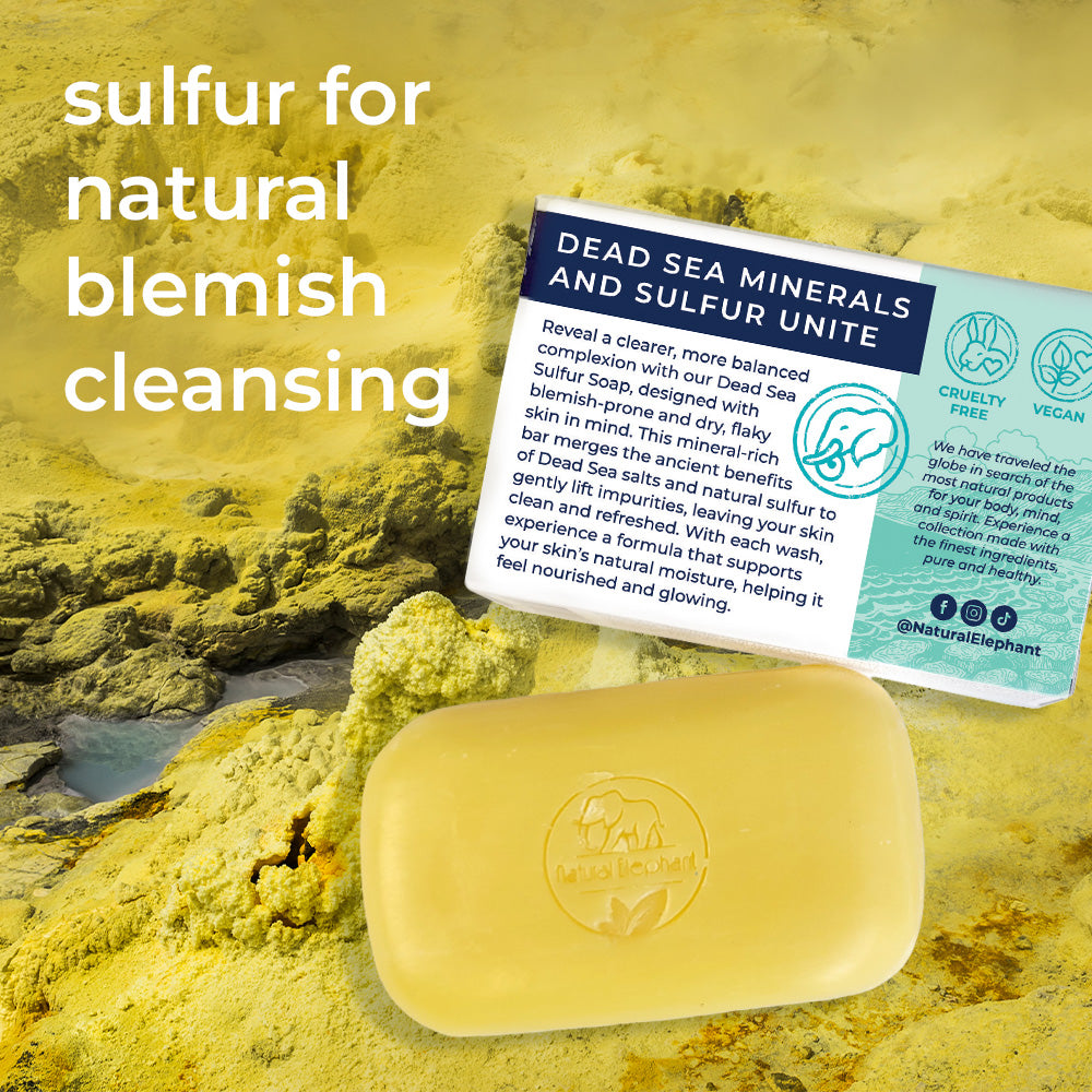 Natural Elephant Dead Sea Sulfur Soap for acne with minerals for natural blemish cleansing