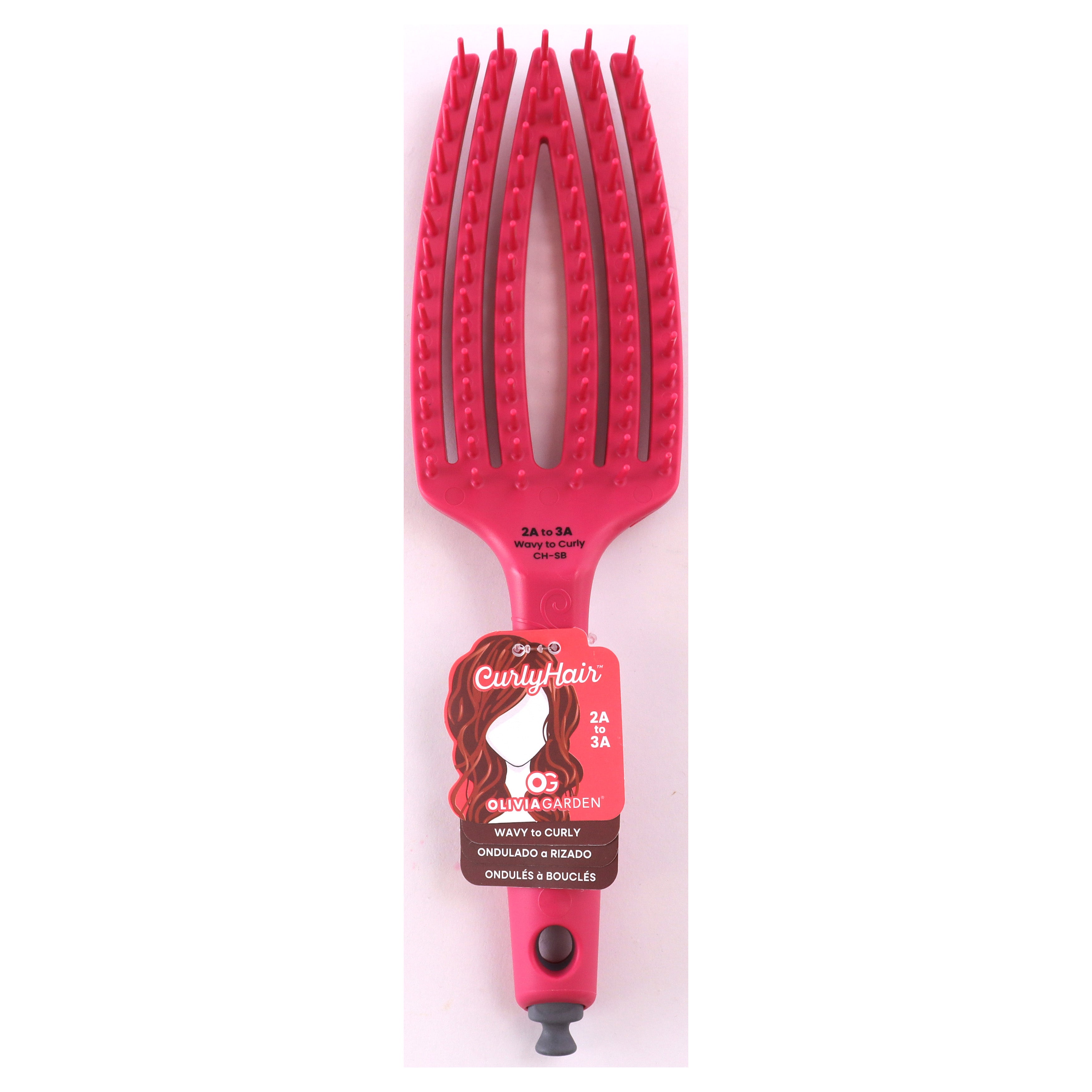 Olivia Garden curly hair brush in pink with wide vented design for wavy to curly hair types