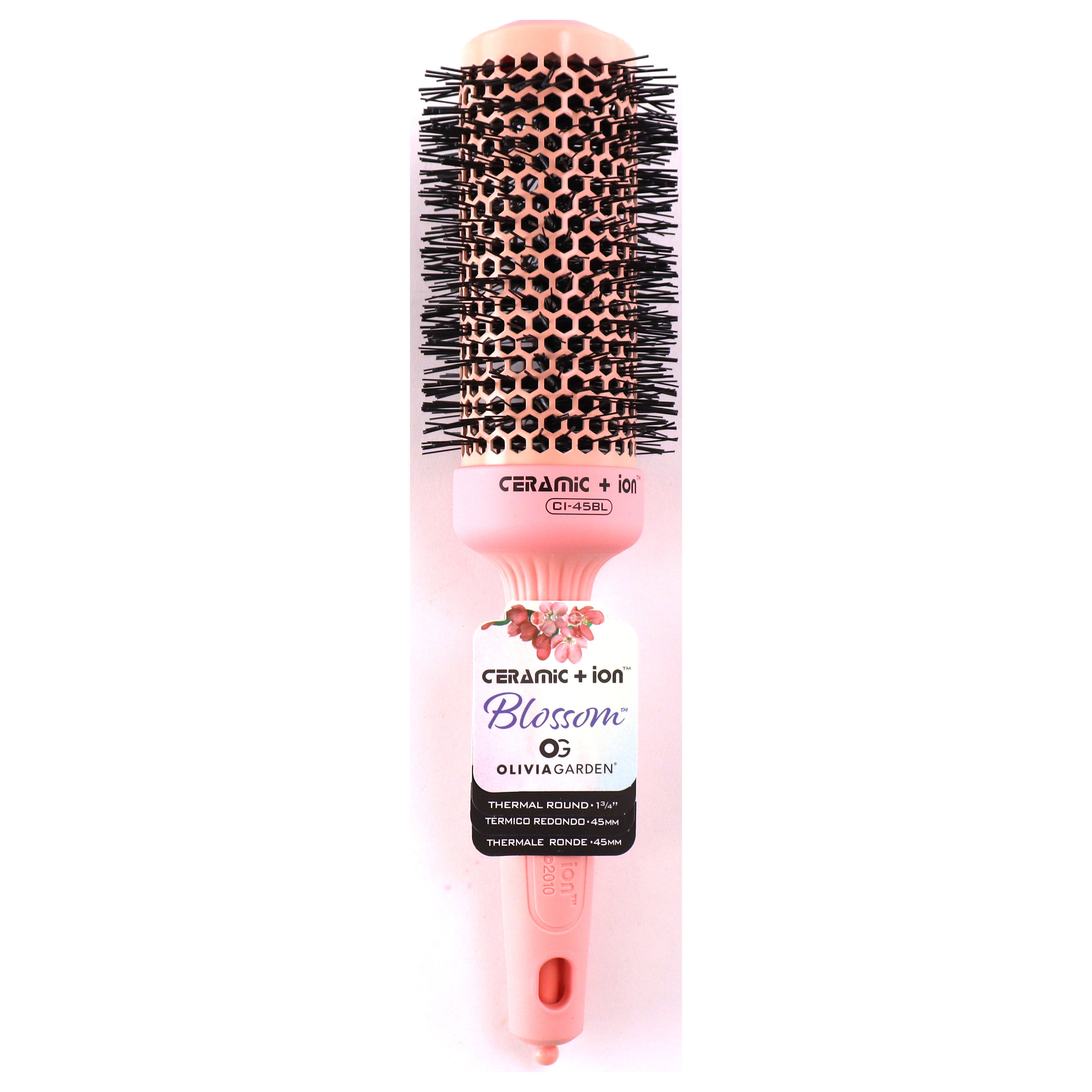 Olivia Garden round brush ceramic and ion thermal round pink styling hairbrush