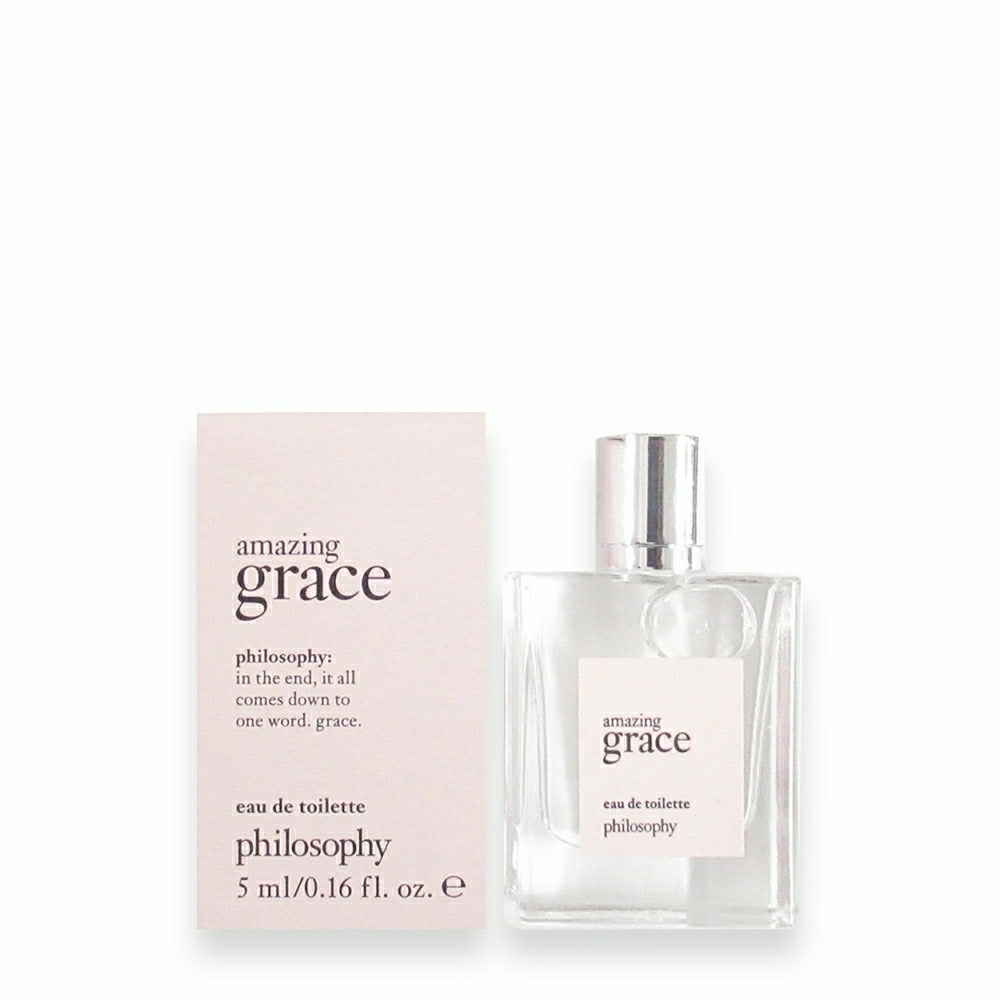 Philosophy Amazing Grace mini perfume 5ml eau de toilette with clear glass bottle and light pink box