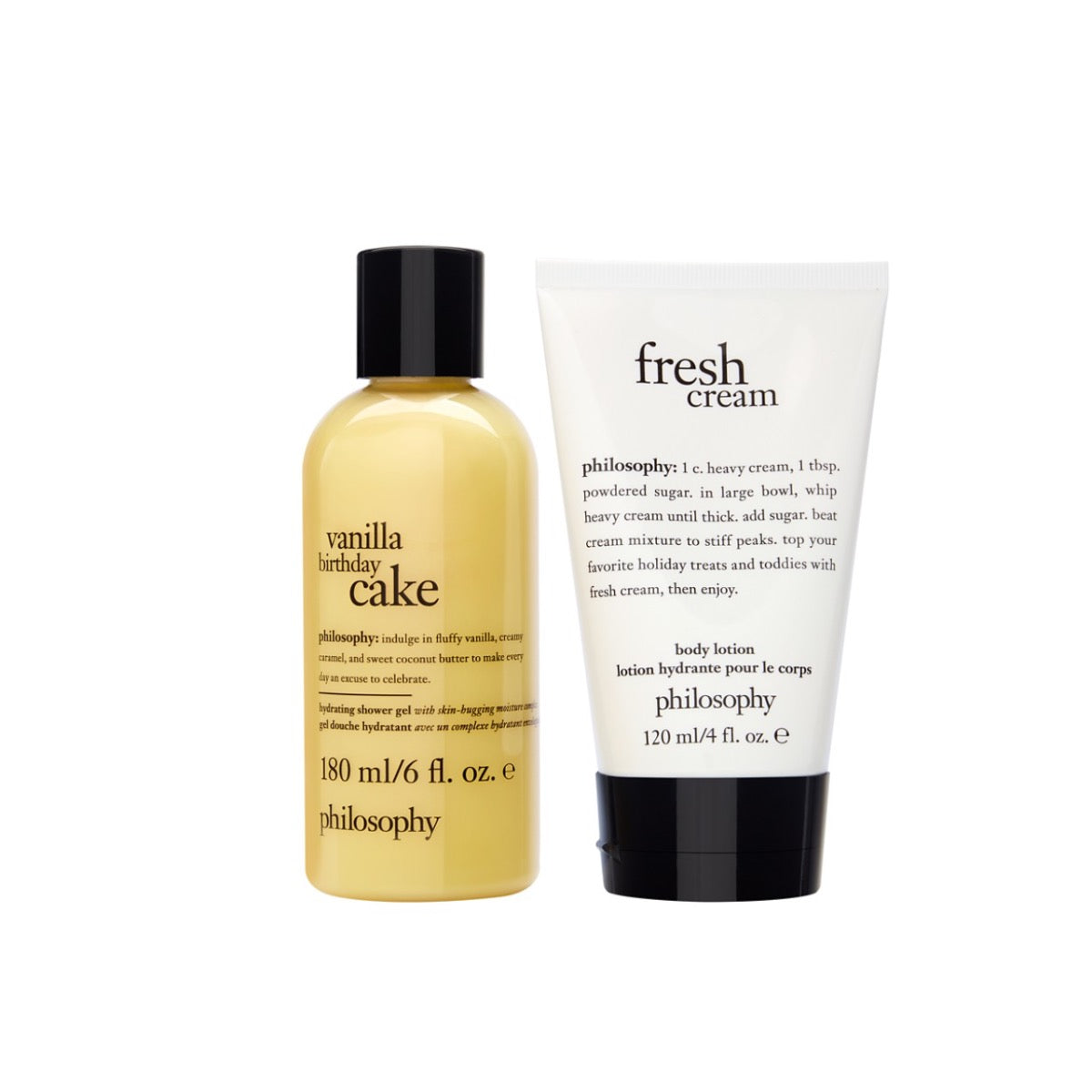 Philosophy birthday gift set with vanilla birthday cake shower gel and fresh cream body lotion