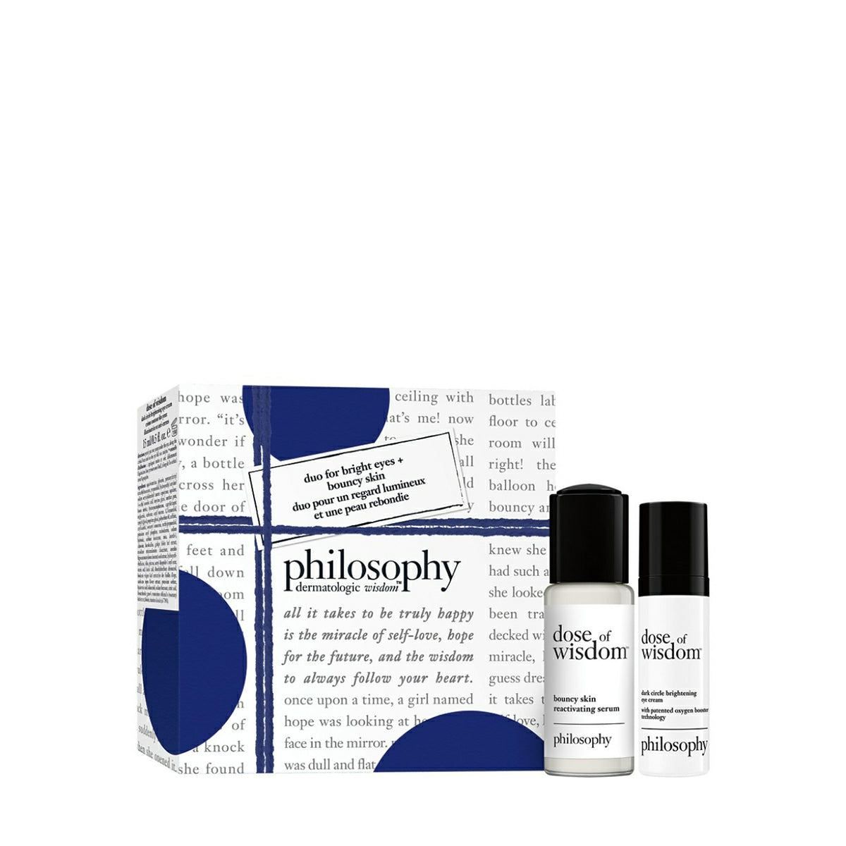 Philosophy gift set for skin with dose of wisdom bright eyes and beauty skin serums in small bottles