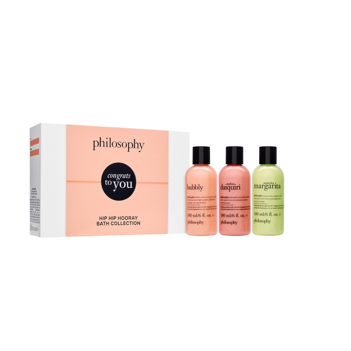 Philosophy gift set Hip Hip Hooray bath collection with three mini shower gels Bubbly Daiquiri and Margarita