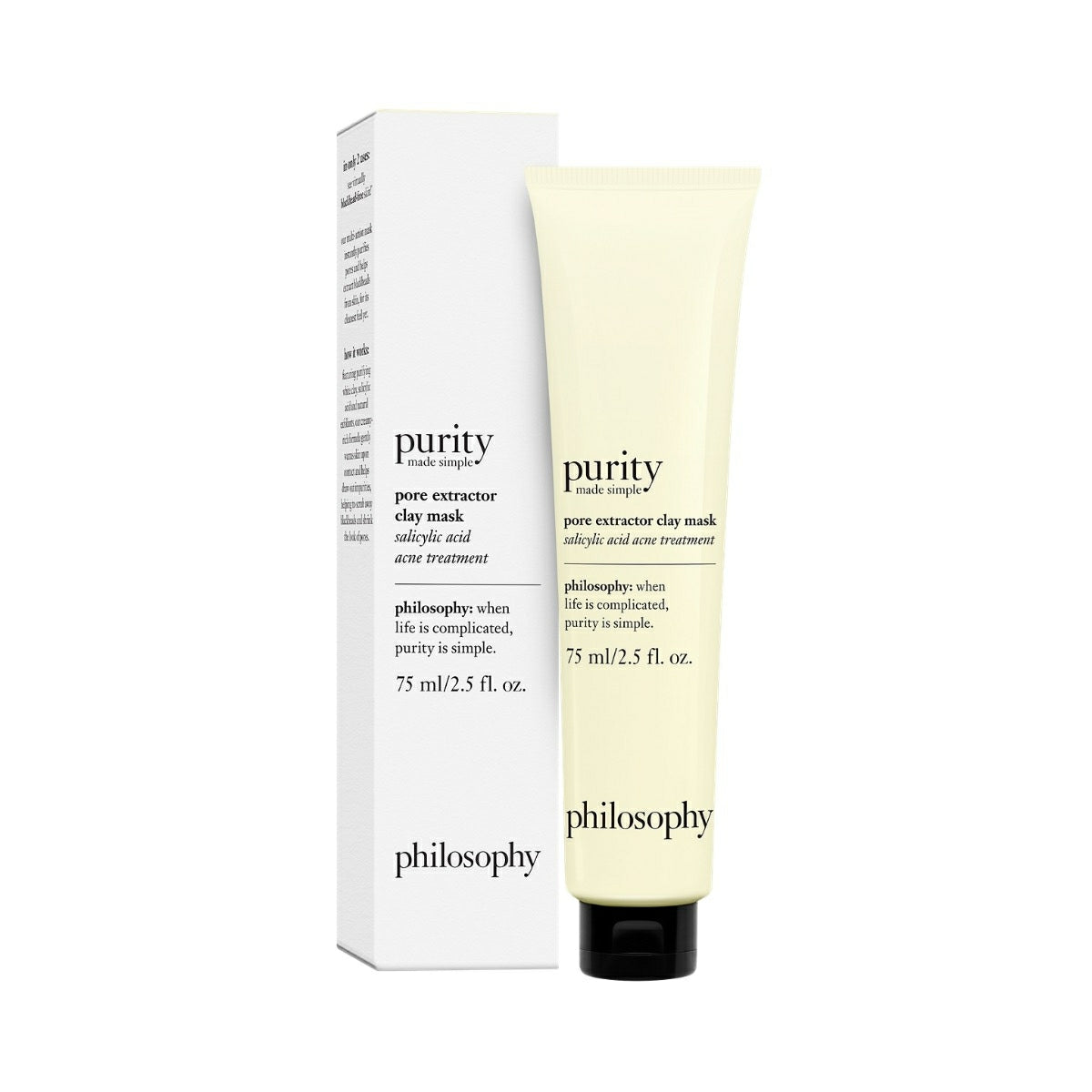Philosophy Purity pore extractor clay mask tube and box with salicylic acid acne treatment