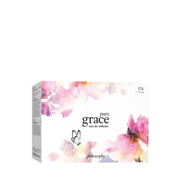Philosophy Pure Grace gift set with floral design box featuring eau de toilette fragrance
