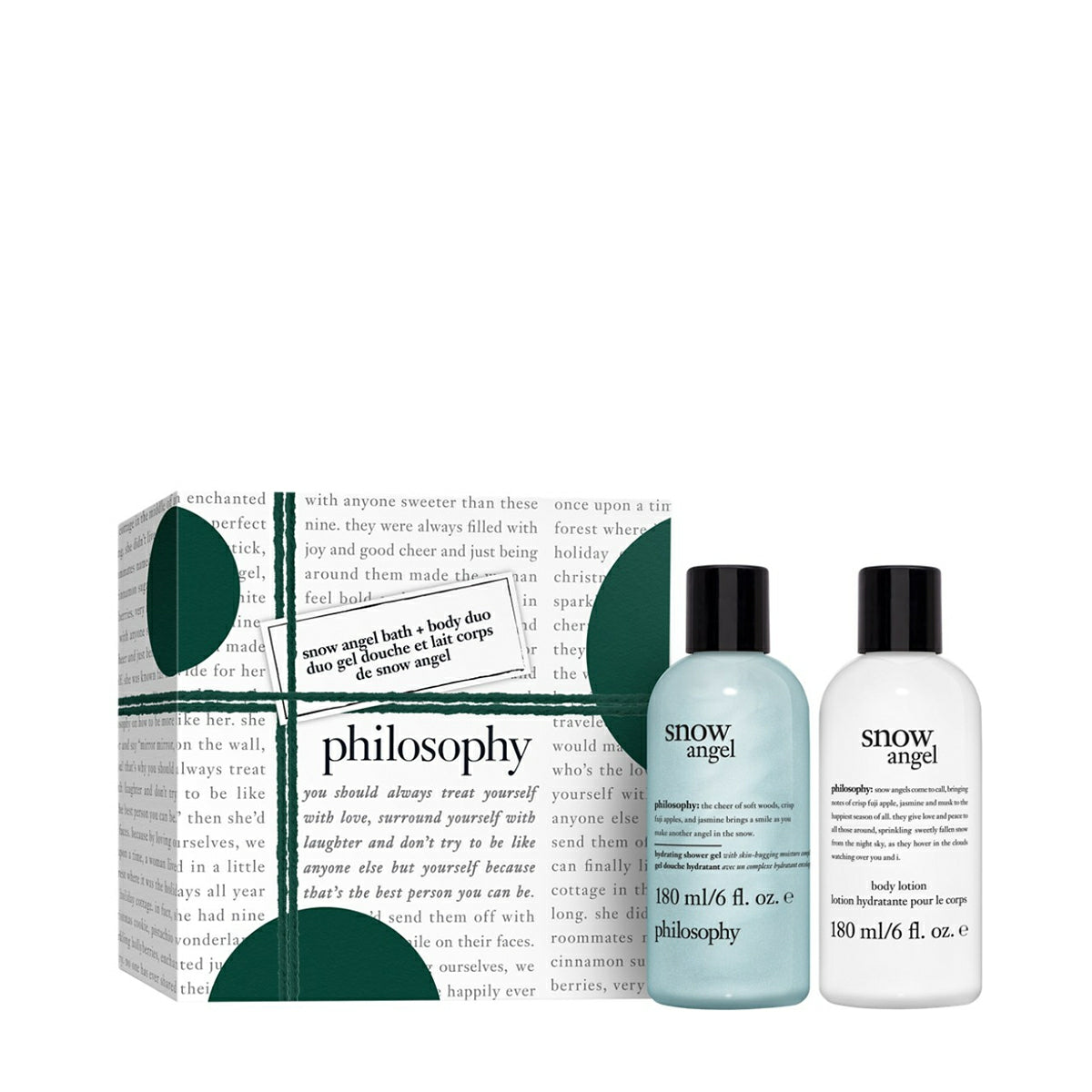 Philosophy Snow Angel gift set with bath and body duo including body wash and lotion in 180 ml bottles