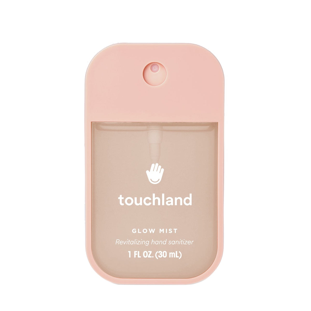 Touchland Glow Mist 1 FL OZ Revitalizing rosewater hand sanitizer in a pink bottle for hydration and cleanliness