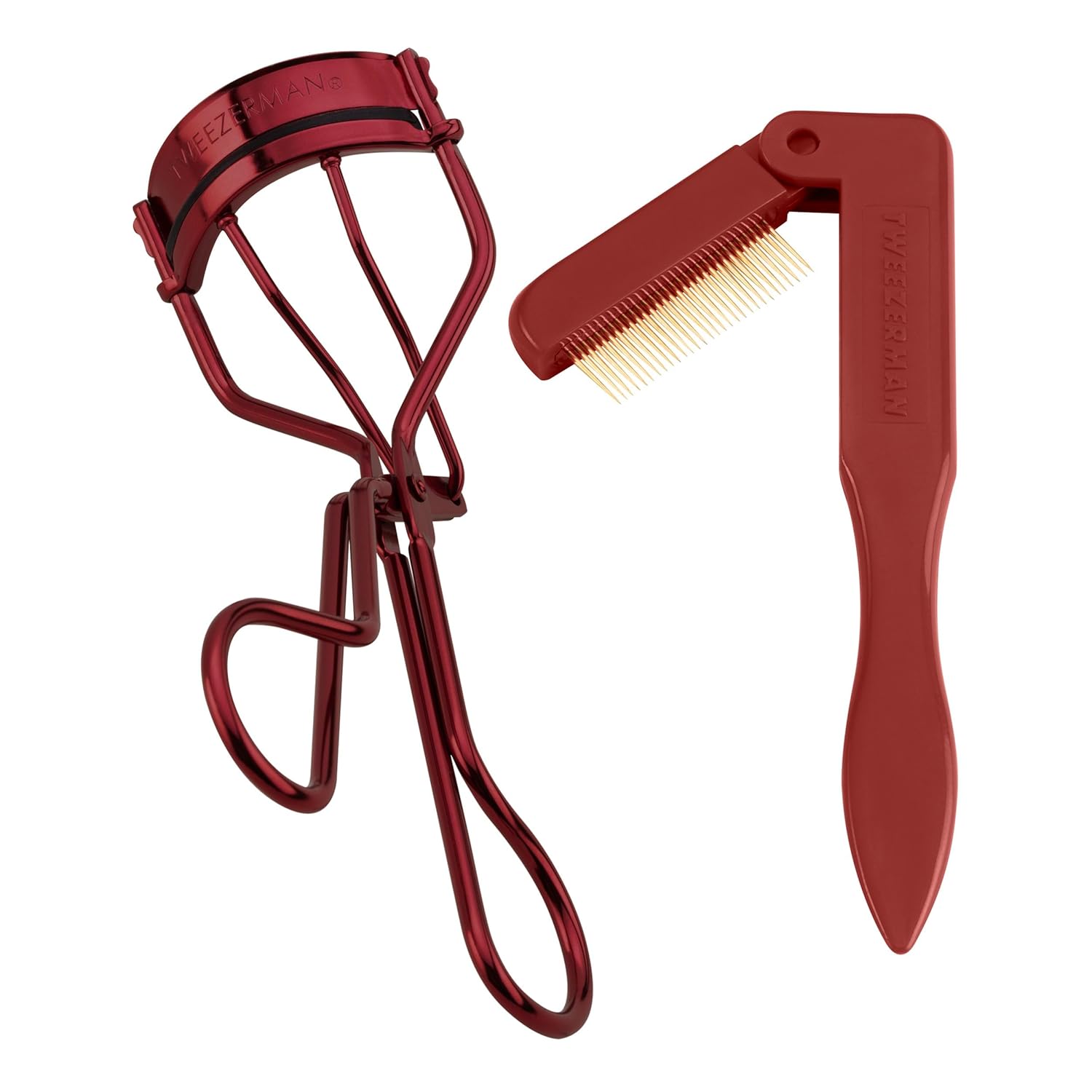 Tweezerman lash curler set featuring a classic lash curler and lash comb for perfectly defined lashes