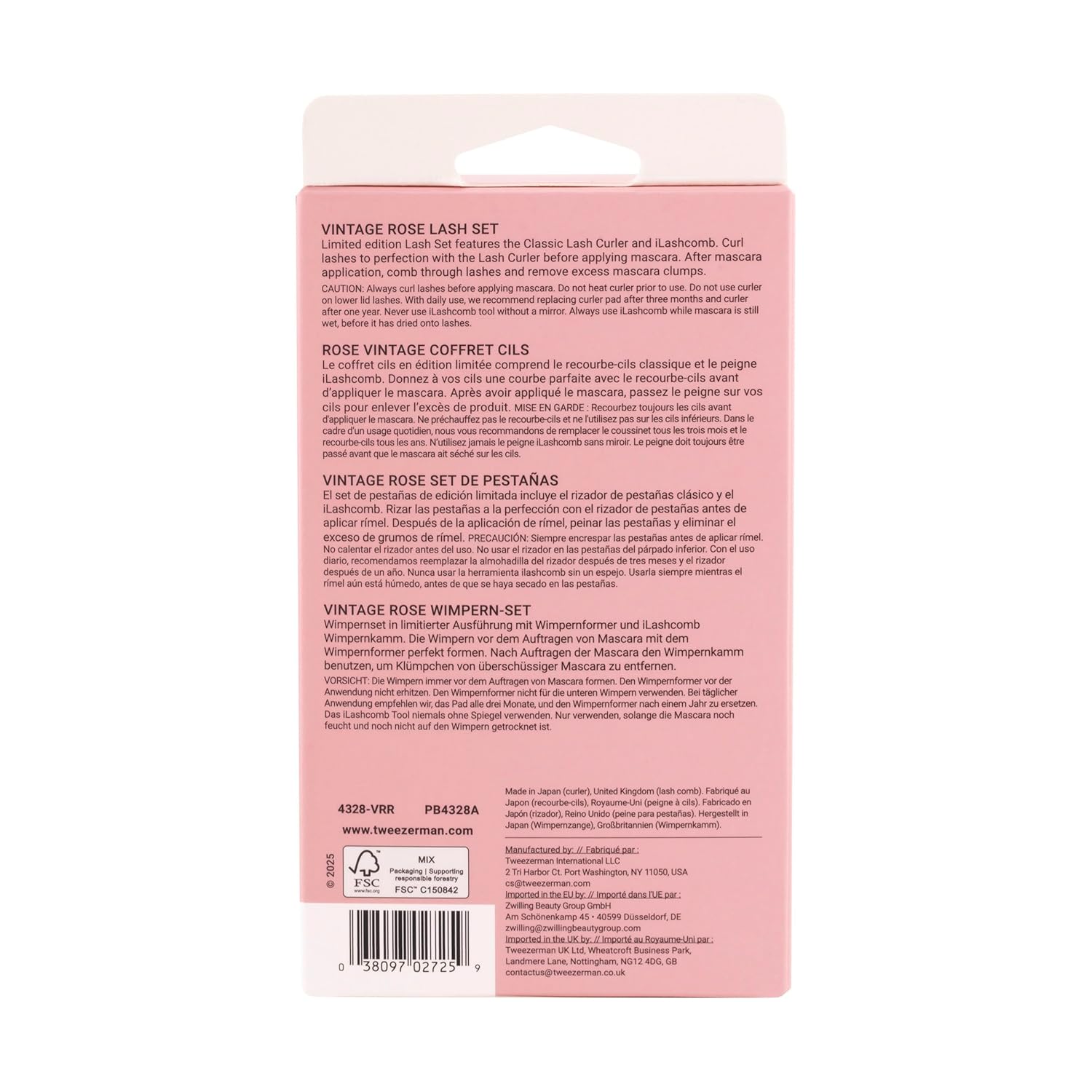 Tweezerman lash curler set in vintage rose packaging for beautifully curled lashes