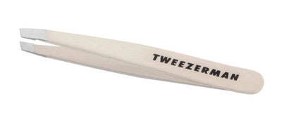 Tweezerman micro tweezer in white with precision slant tips for accurate grooming