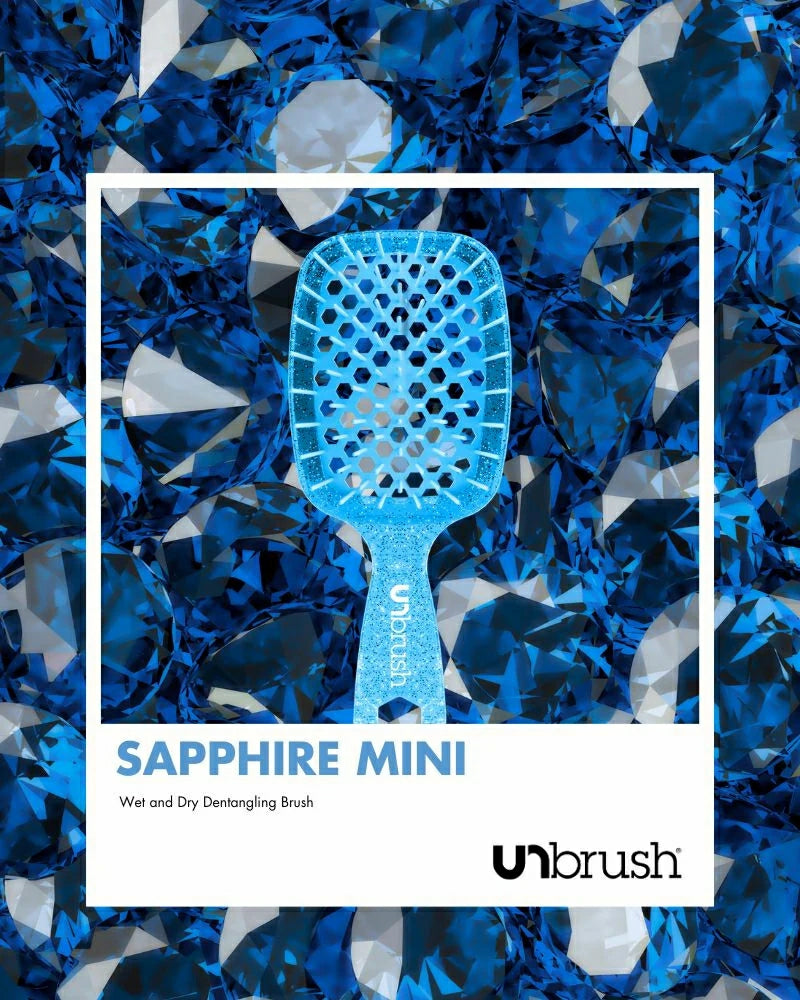 Unbrush glitter hair brush Sapphire Mini wet and dry detangling brush in blue glitter design