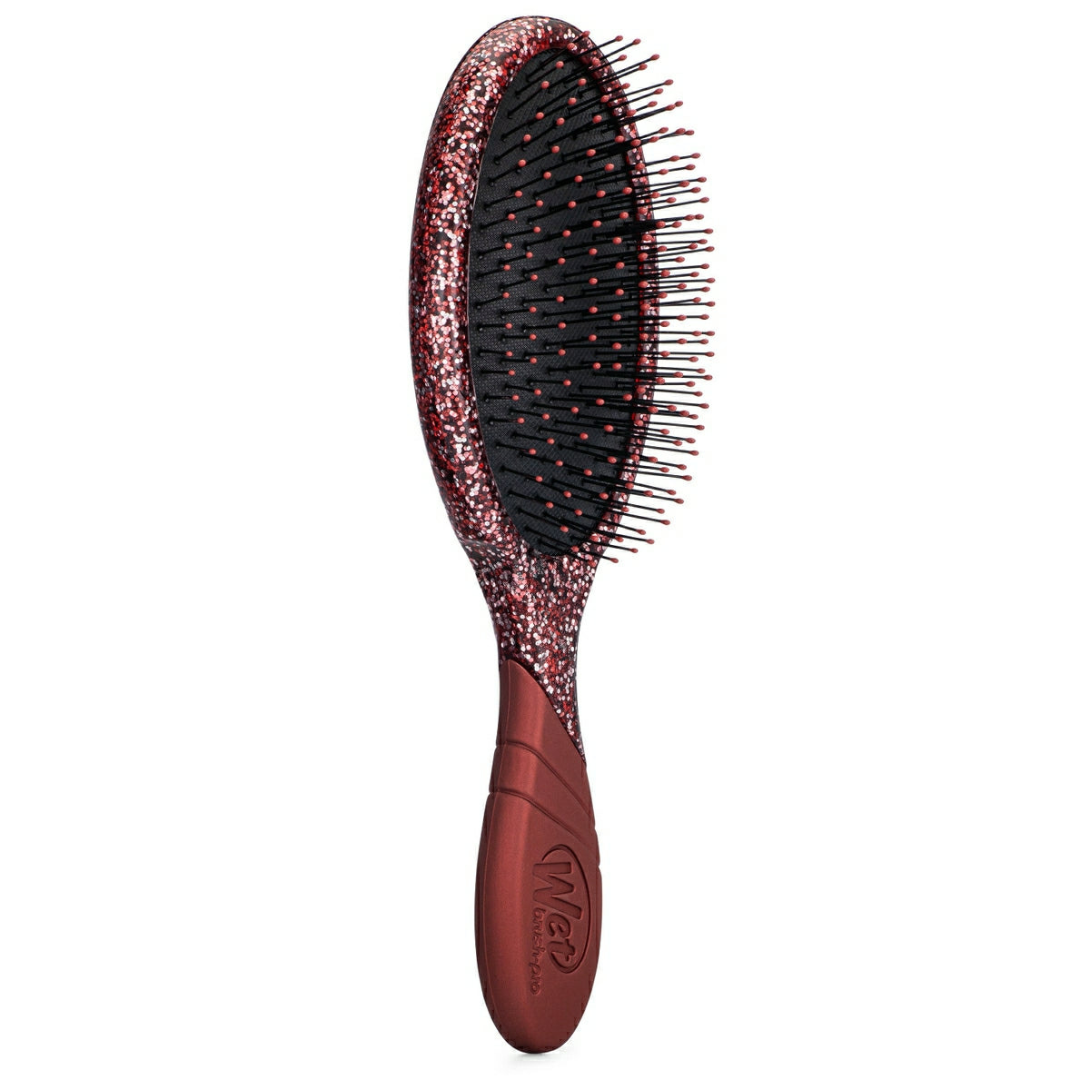 Wet Brush Crushed Jewels Detangler with glittery red handle and flexible bristles for gentle hair detangling