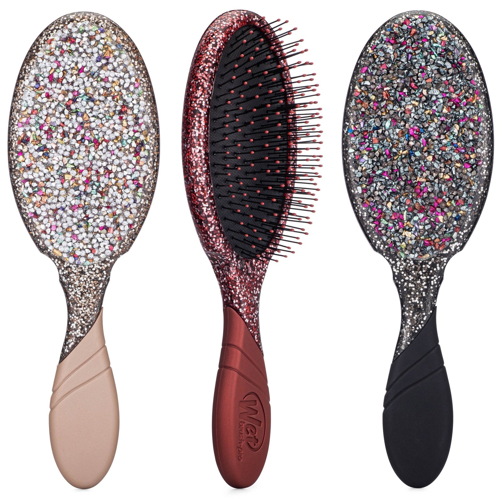 Wet Brush Crushed Jewels Detangler brushes with jeweled handles and flexible bristles for easy hair detangling