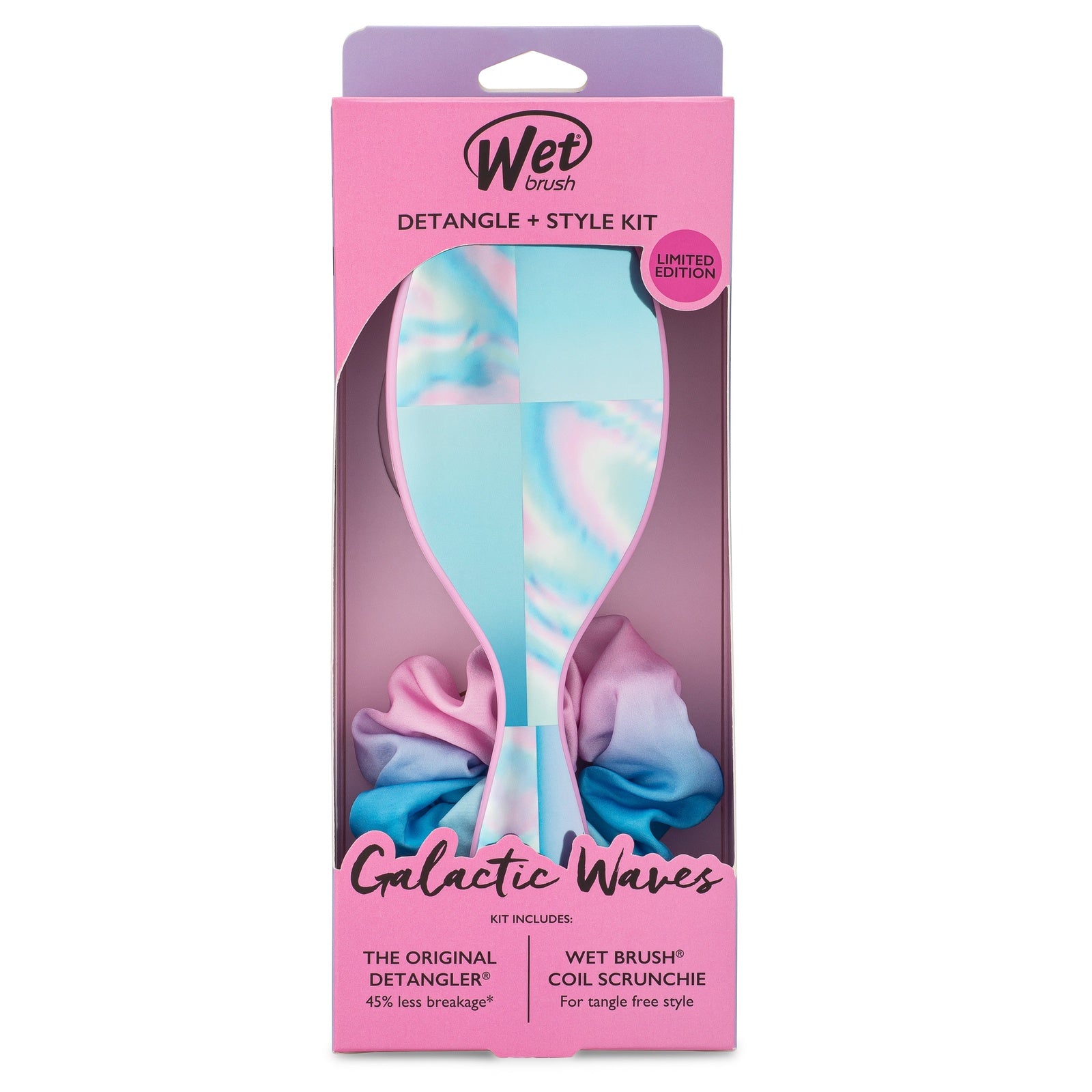 Wet Brush Galactic Waves bundle detangle and style kit with tie-dye brushes and coil scrunchie