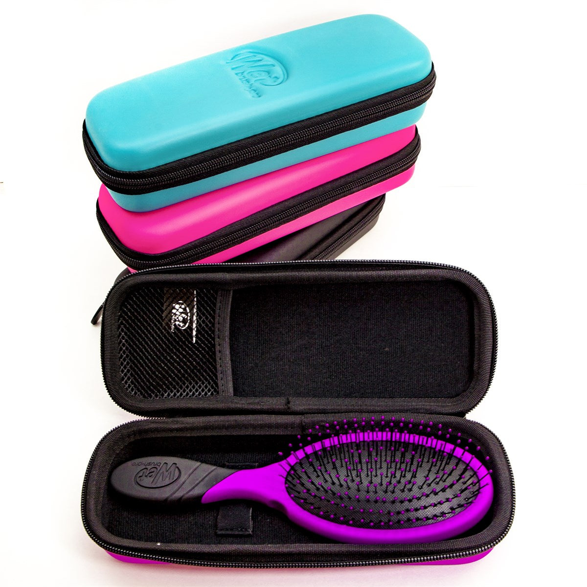 Wet Brush Pro 2.0 Detangler with Travel Case in vibrant colors for easy hair management on-the-go