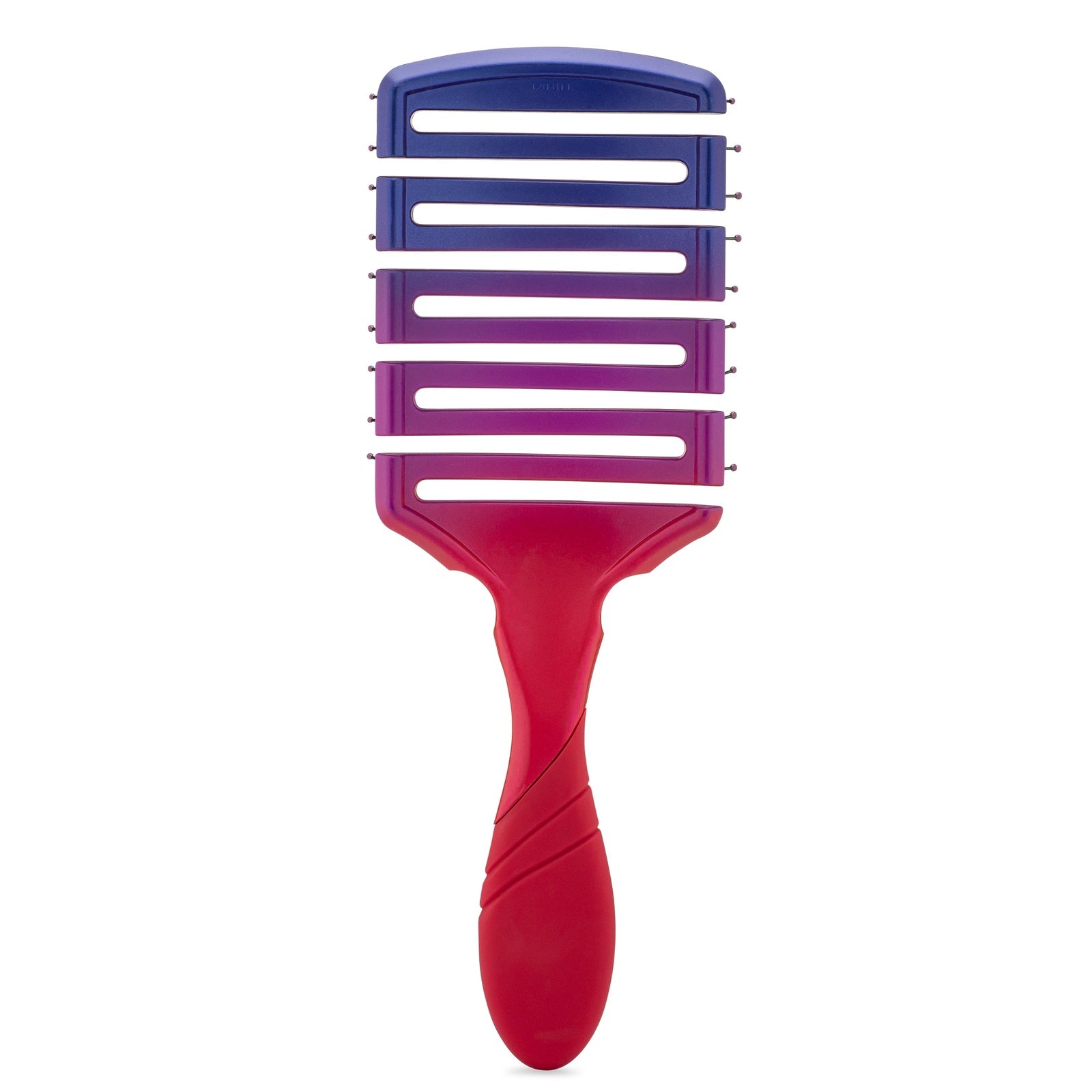 Wet Brush Pro Flex Dry Paddle brush with red handle and purple-blue flexible head for detangling hair