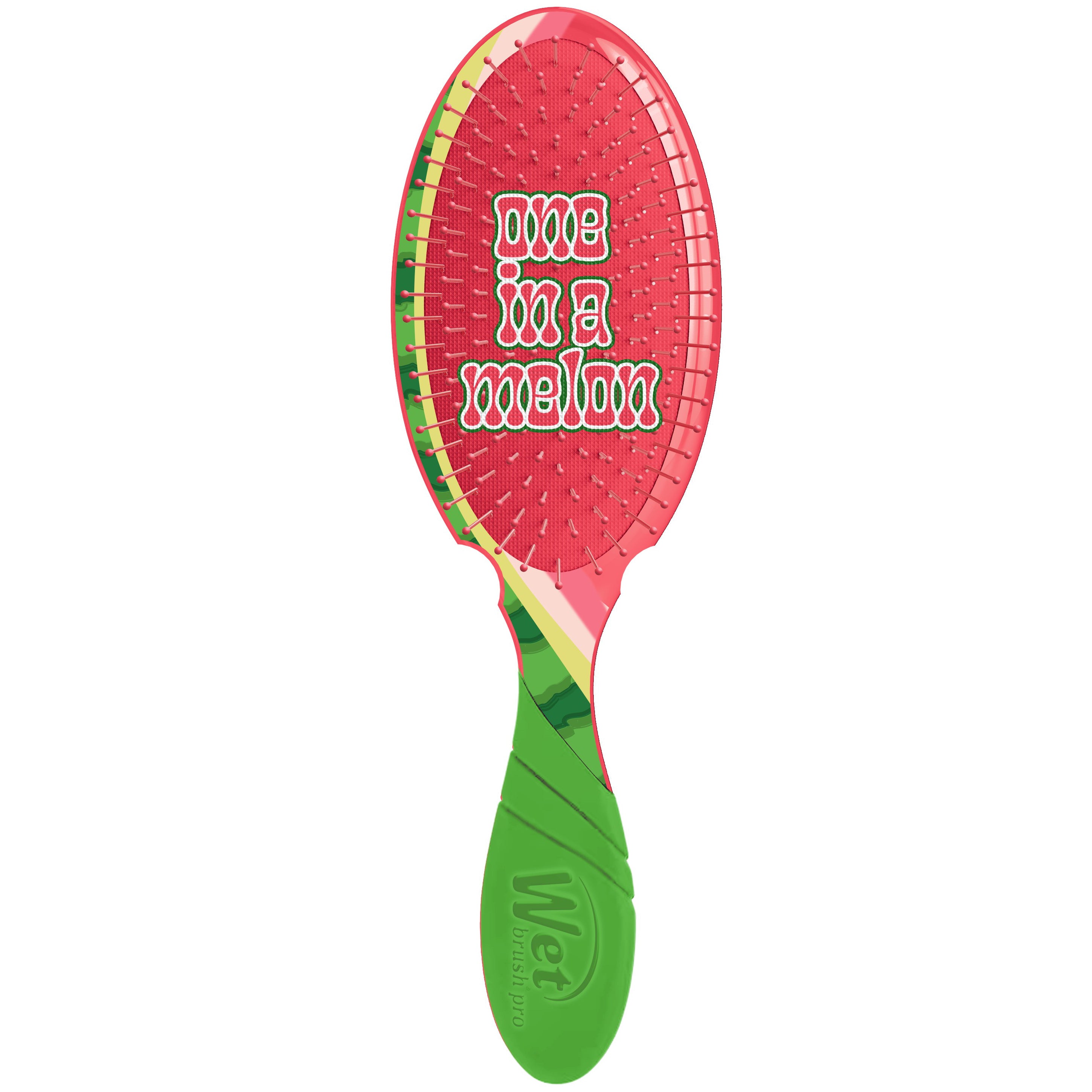 Wet Brush tutti frutti hair brush for kids with watermelon design and green handle front